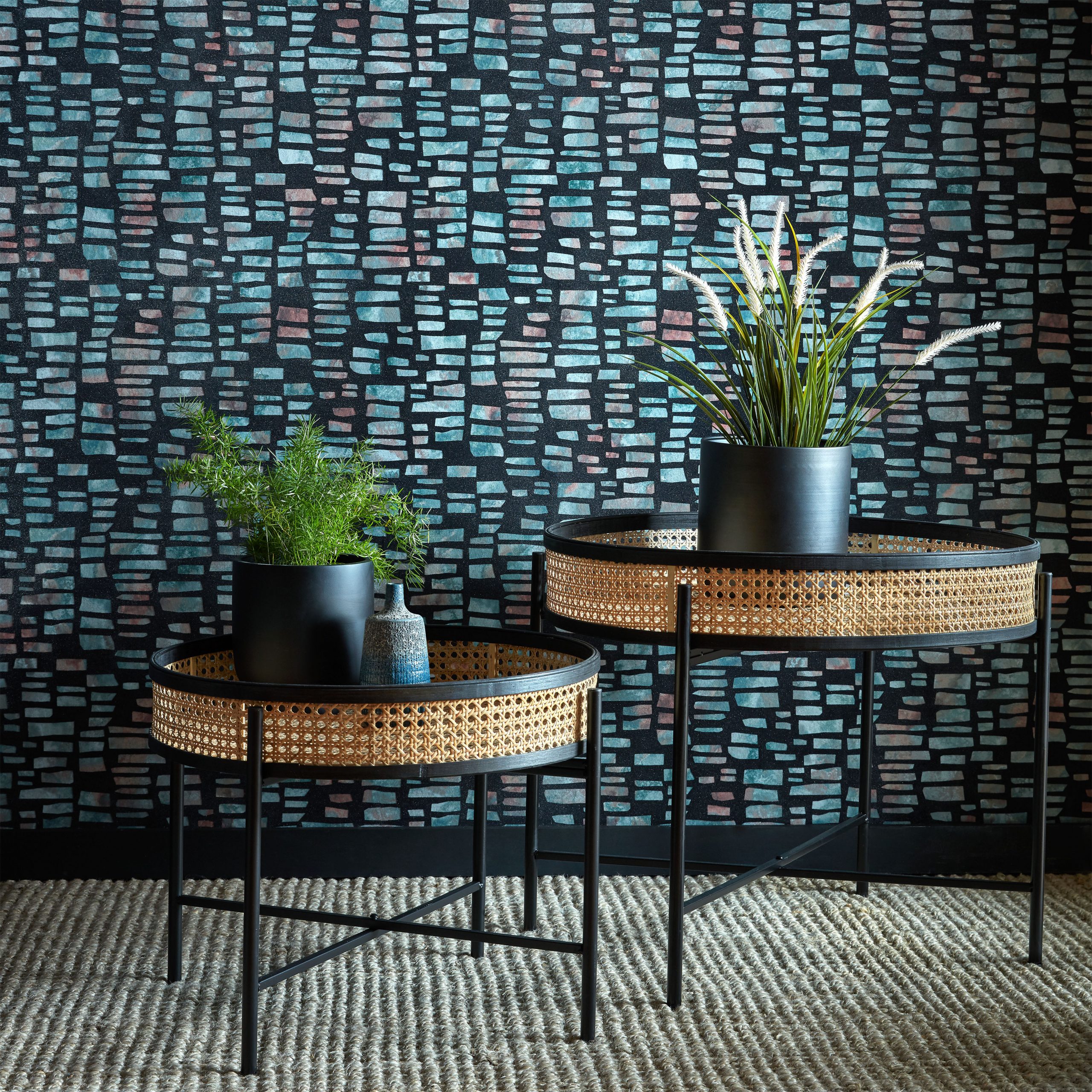 Tapet Fusion, Mineral Black Luxury Flock, 1838 Wallcoverings, 5.3mp / rola 1838