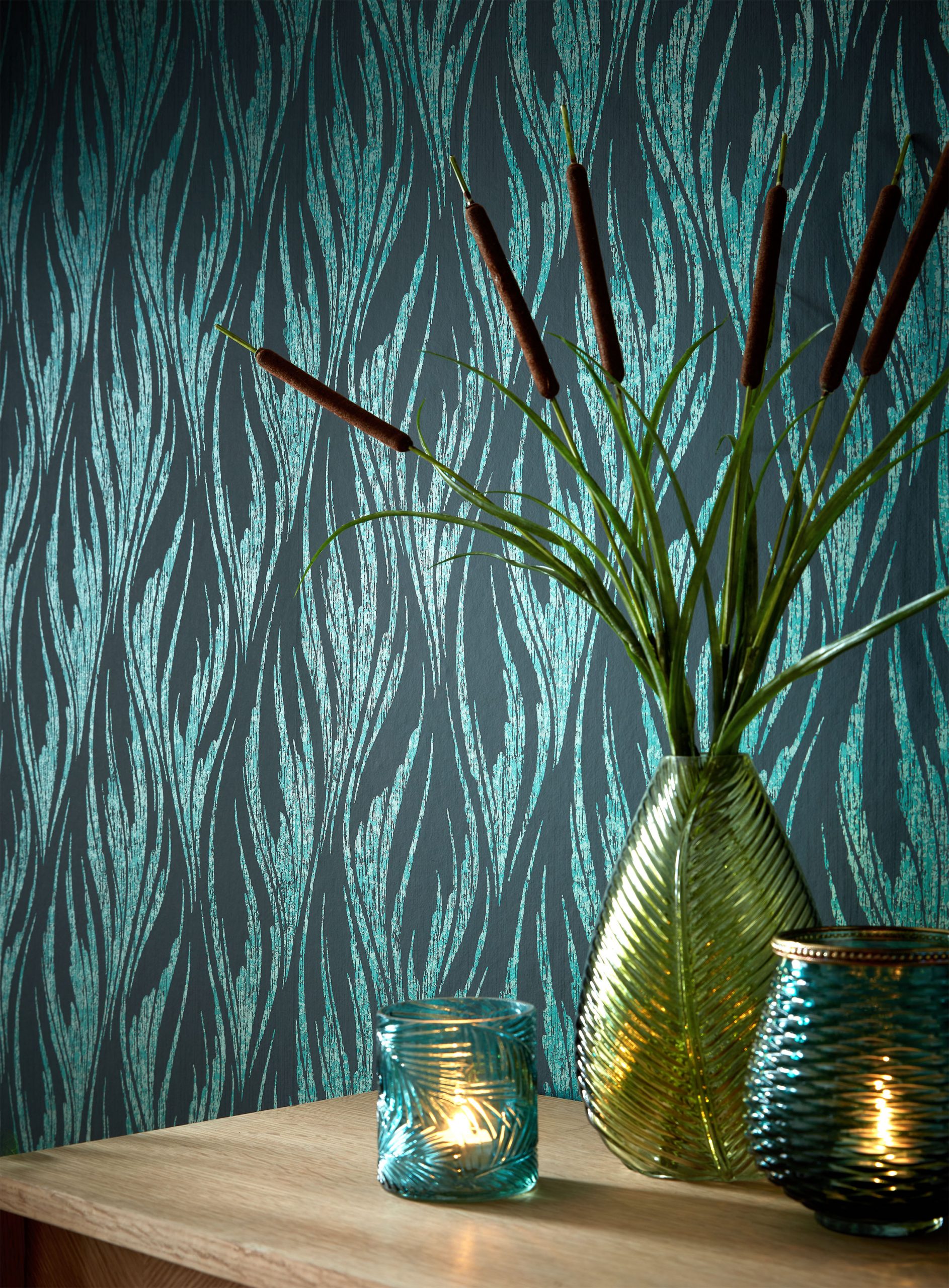 Tapet ripple, mineral green and black luxury feature, 1838 wallcoverings, 5.3mp / rola 