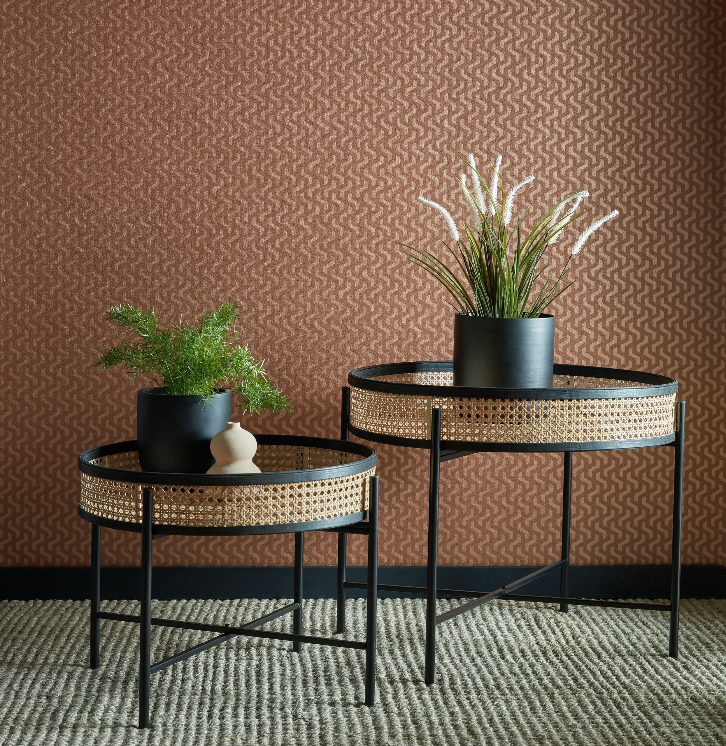 Tapet Rattan, Burnt Orange Luxury Geometric, 1838 Wallcoverings, 5.3mp / rola