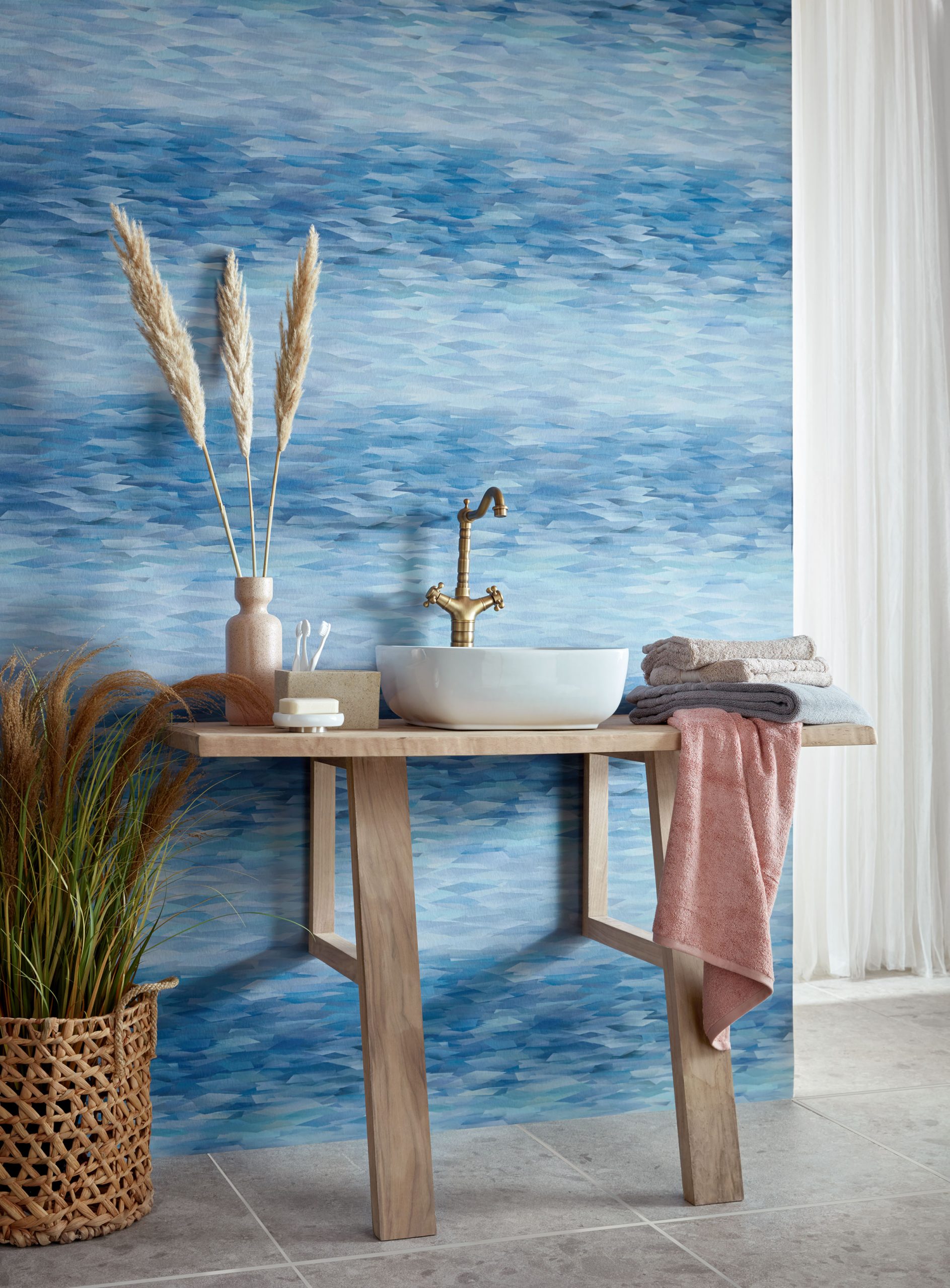 Tapet prism, blue dusk luxury geometric, 1838 wallcoverings, 5.3mp / rola 