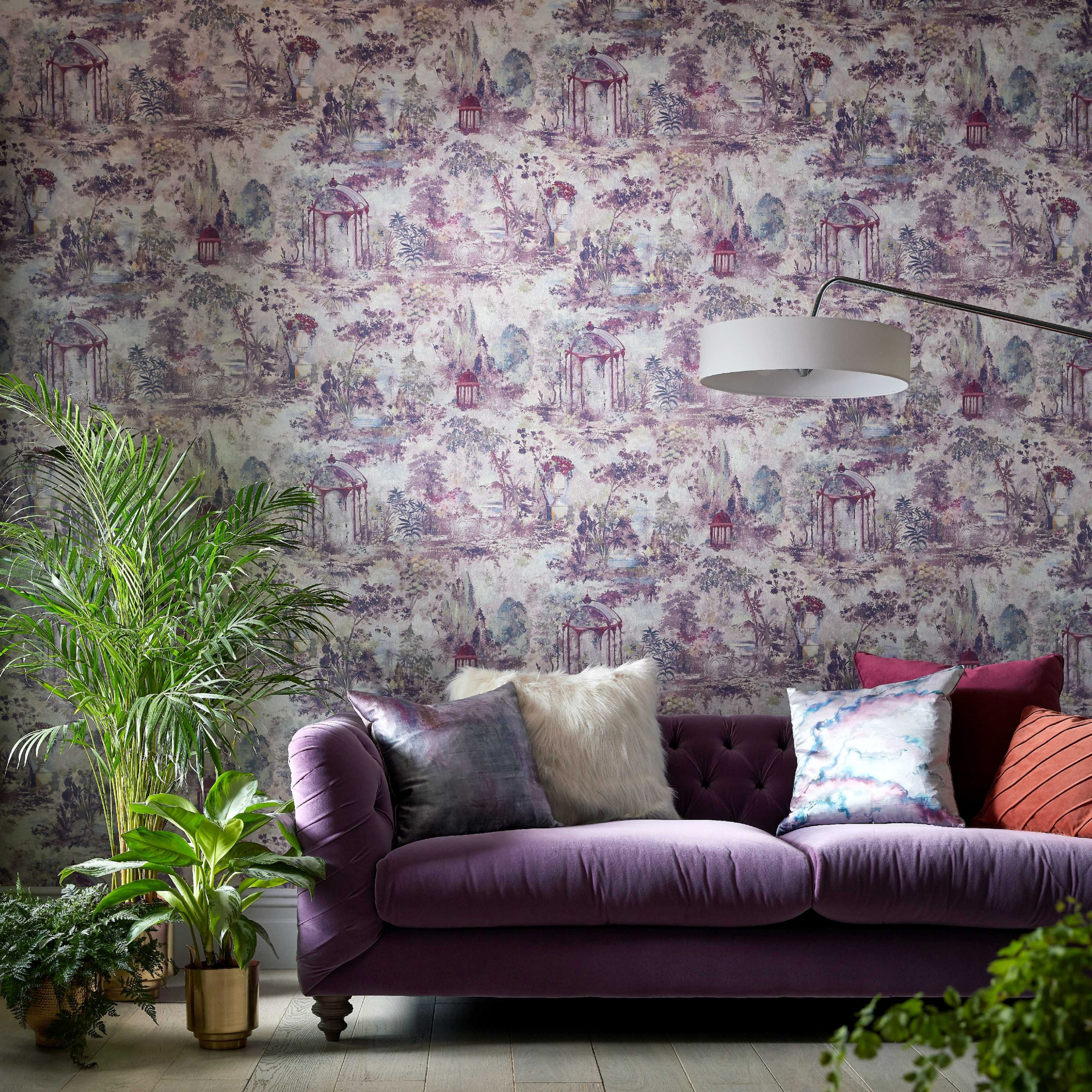 Tapet pavilion, rose pink luxury toile, 1838 wallcoverings, 7mp / rola 