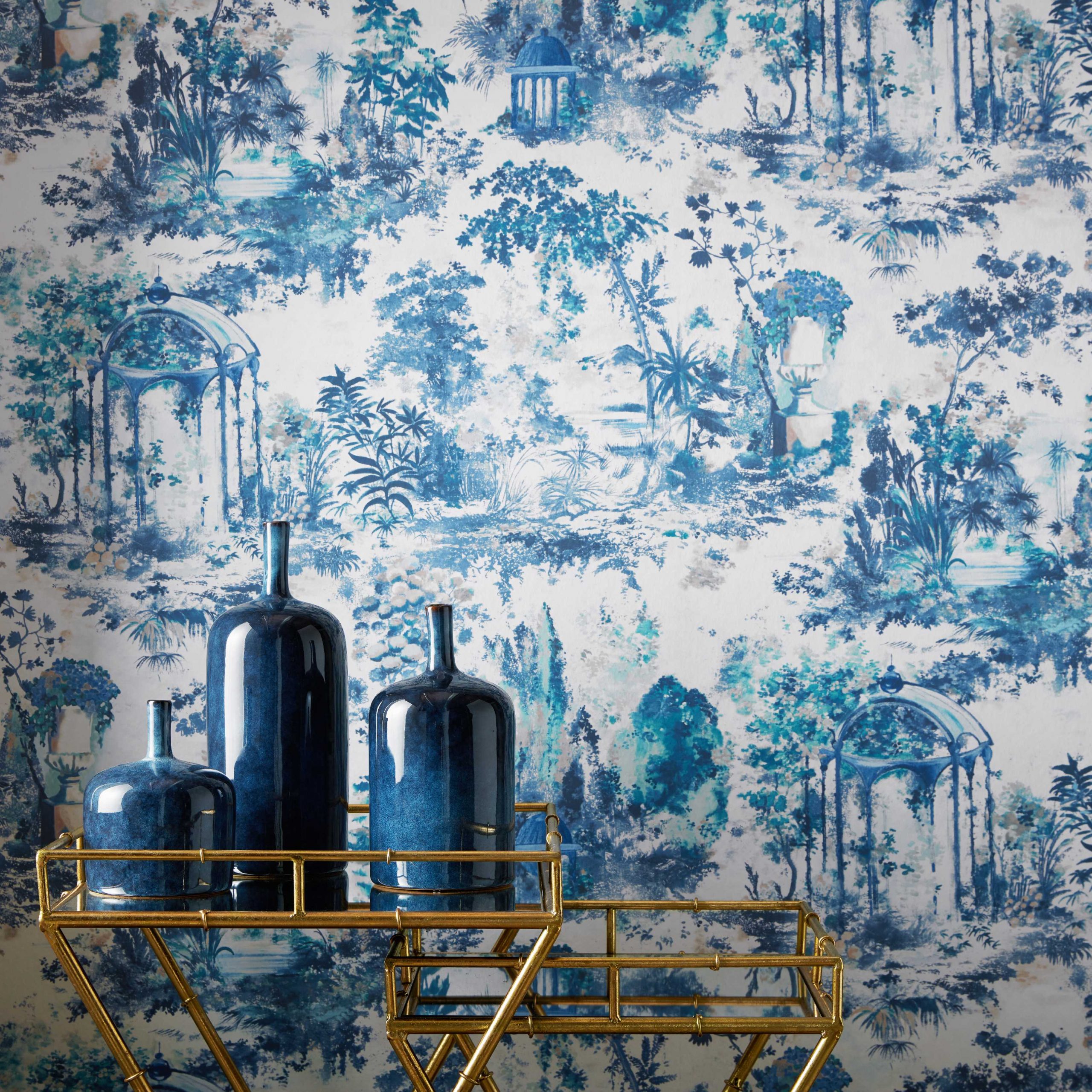 Tapet Pavilion, Lupin Blue Luxury Toile, 1838 Wallcoverings, 7mp / rola 1838