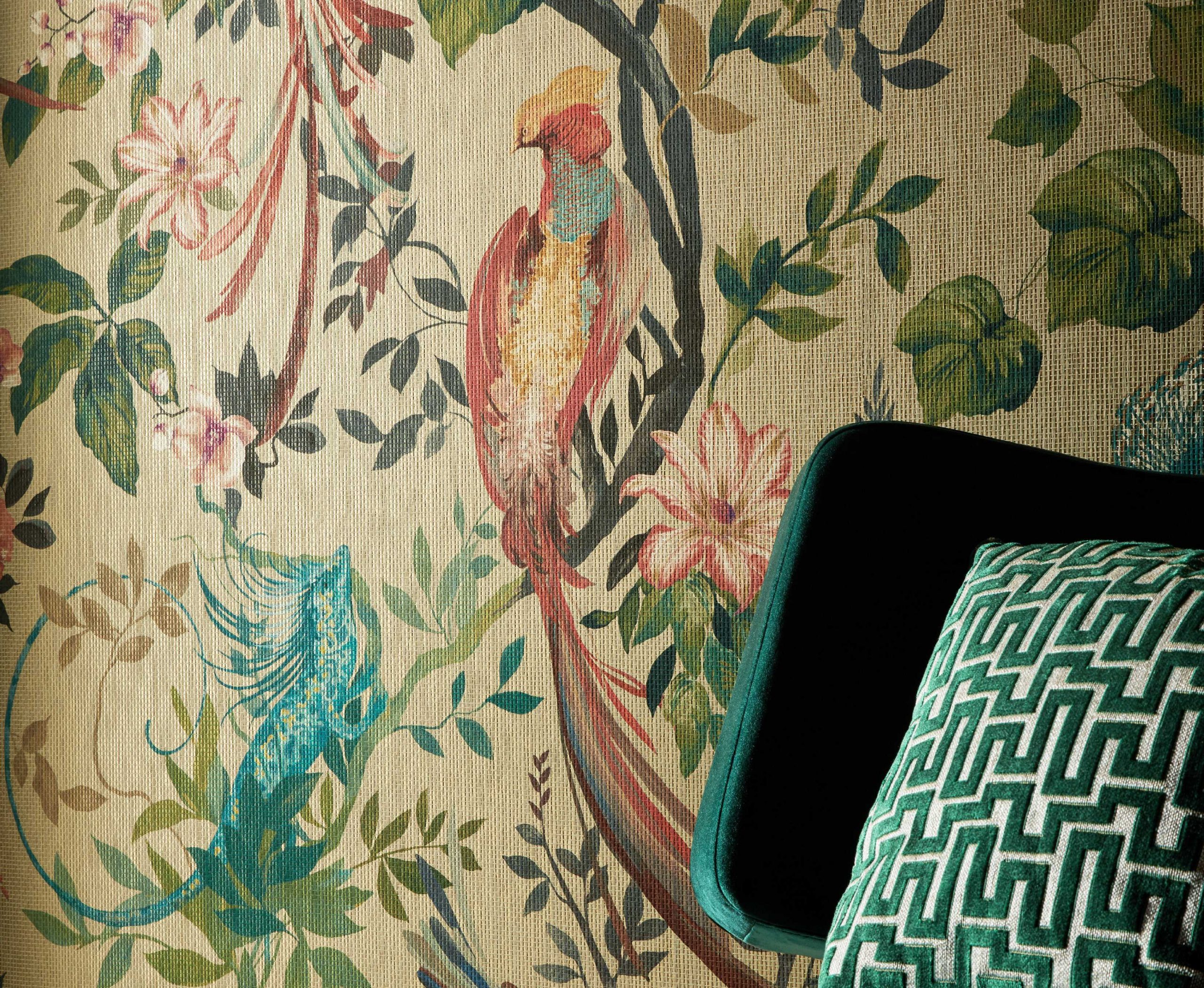 Tapet Bird Sonnet, Lacquer Luxury Paperweave, (fibre naturale), 1838 Wallcoverings, 5.1mp / rola
