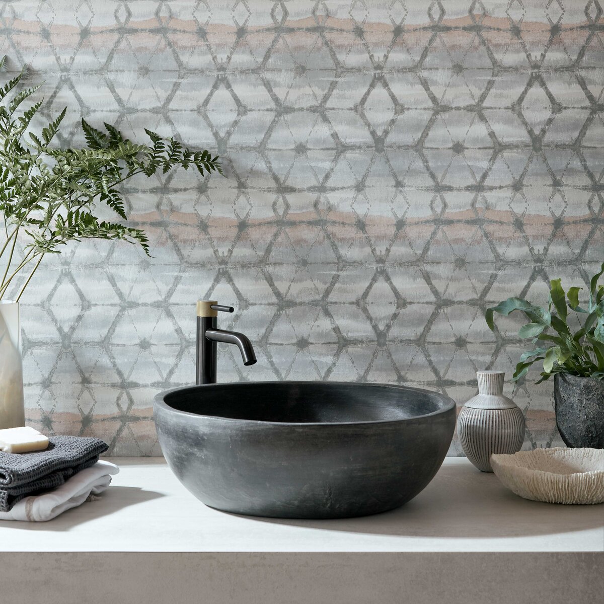 Tapet mineral, marble grey luxury geometric, 1838 wallcoverings, 5.3mp / rola 