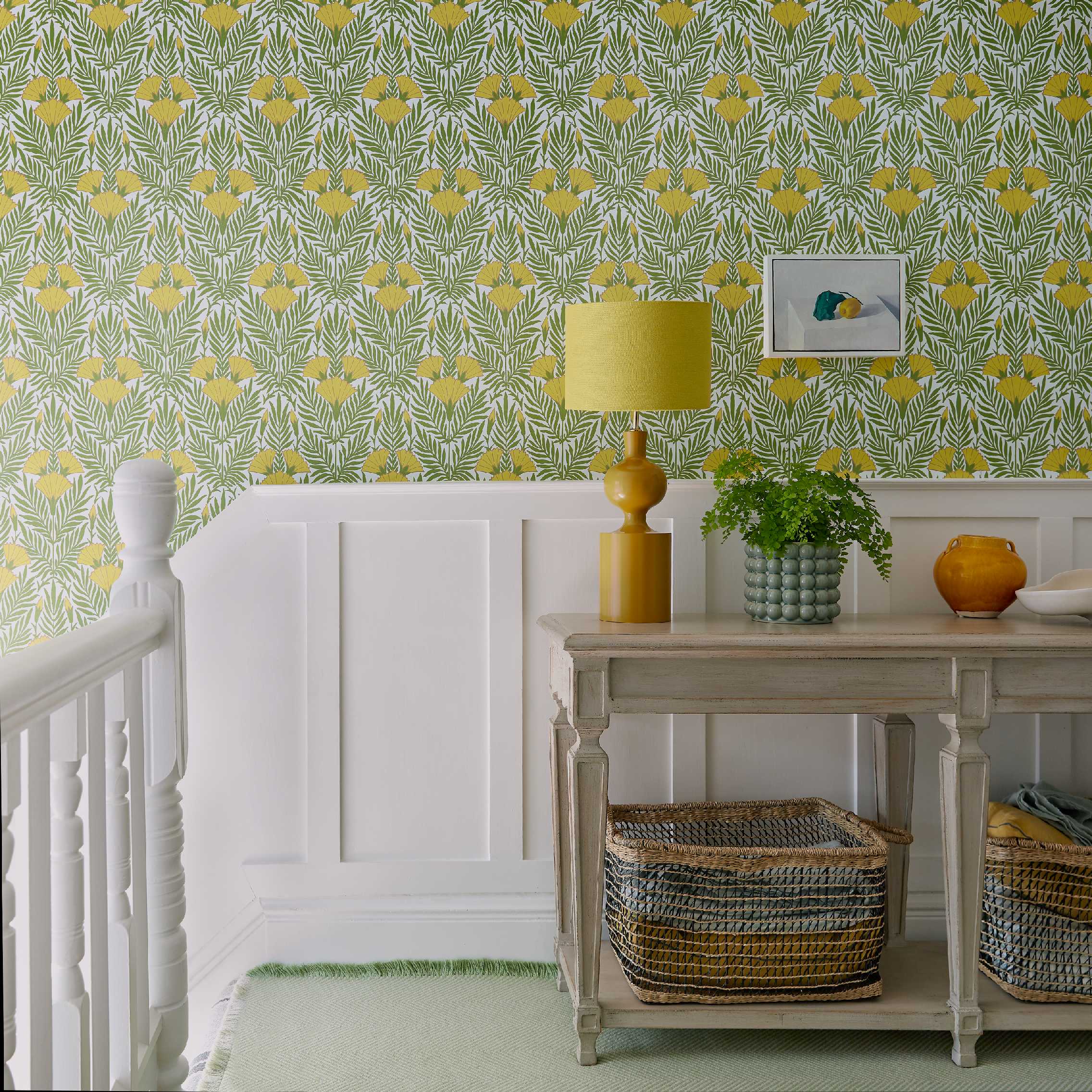 Tapet floral fanfare, vivid yellow, 1838 wallcoverings, 5.3mp / rola 