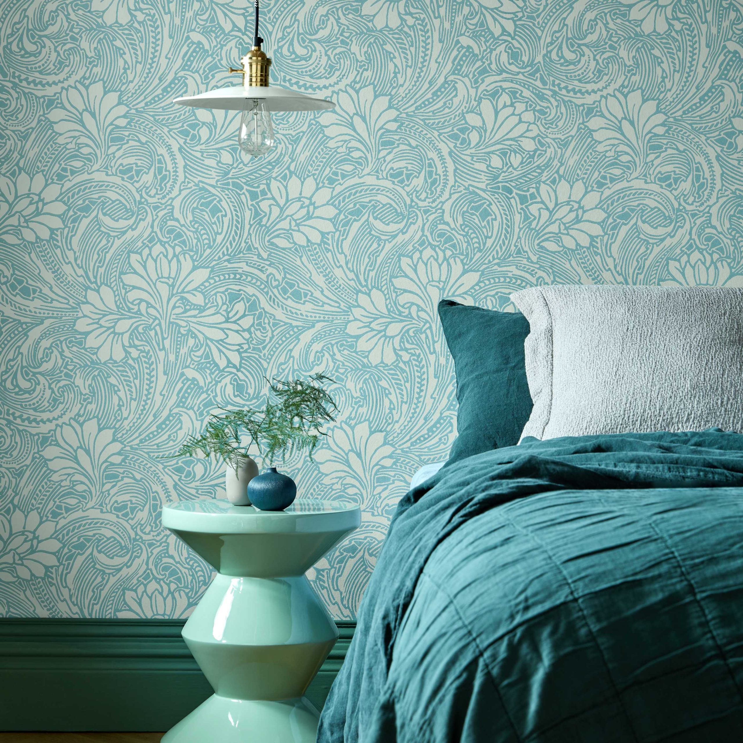 Tapet eden, soft teal, 1838 wallcoverings, 5.3mp / rola 