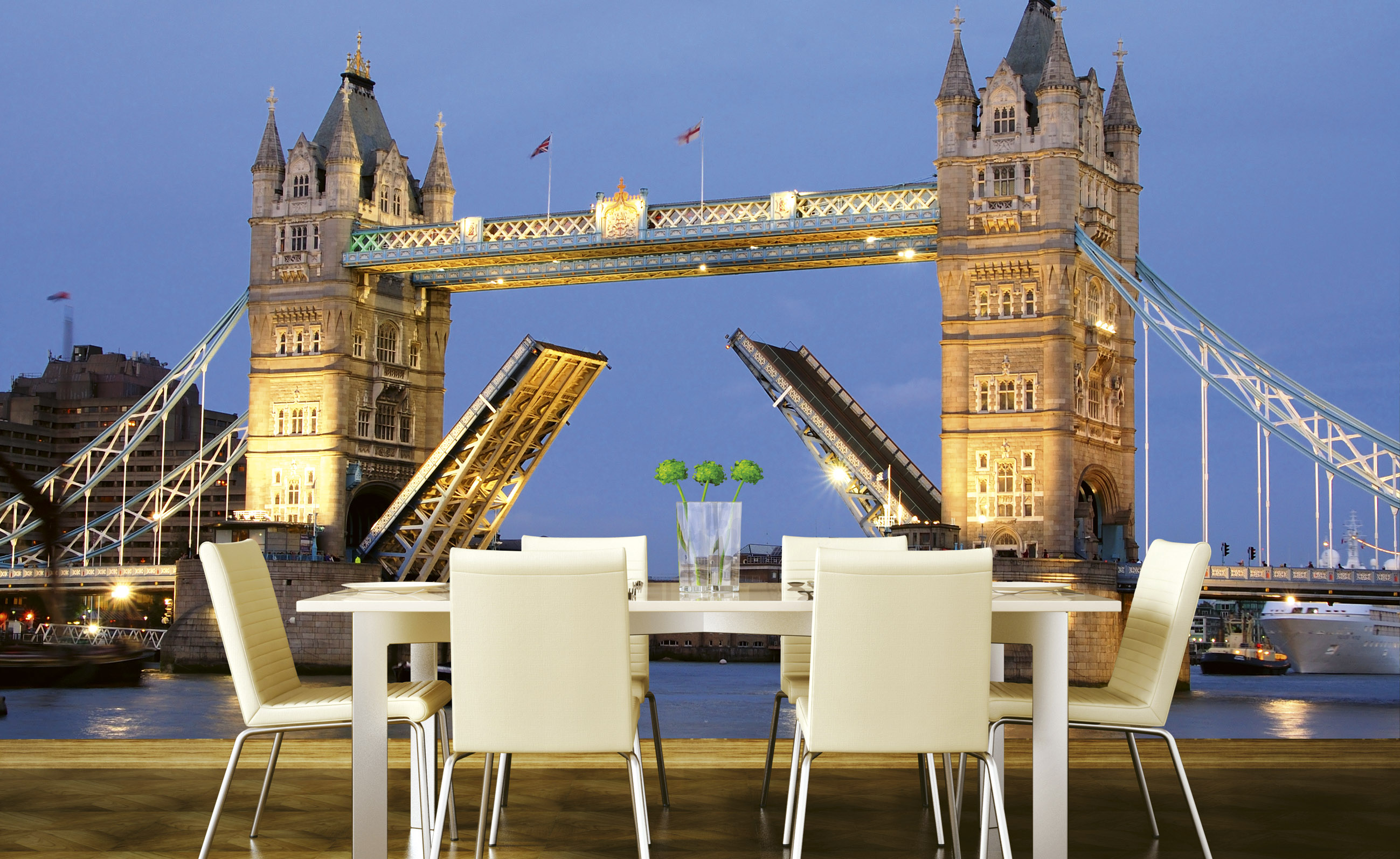 Foto tapet 3d tower bridge night, dimex, 5 fâșii, 375 x 250cm 