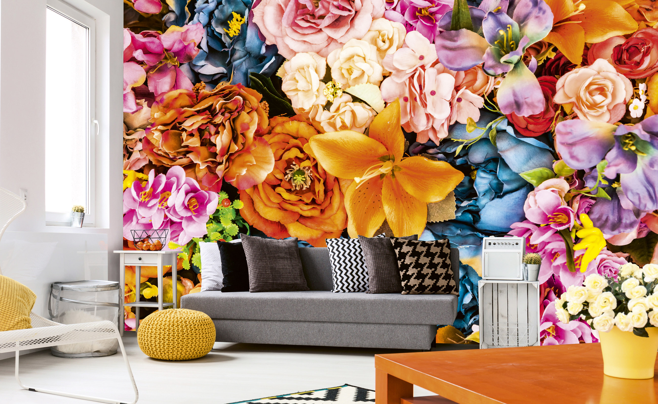 Foto tapet 3d vintage flowers, dimex, 5 fâșii, 375 x 250cm 