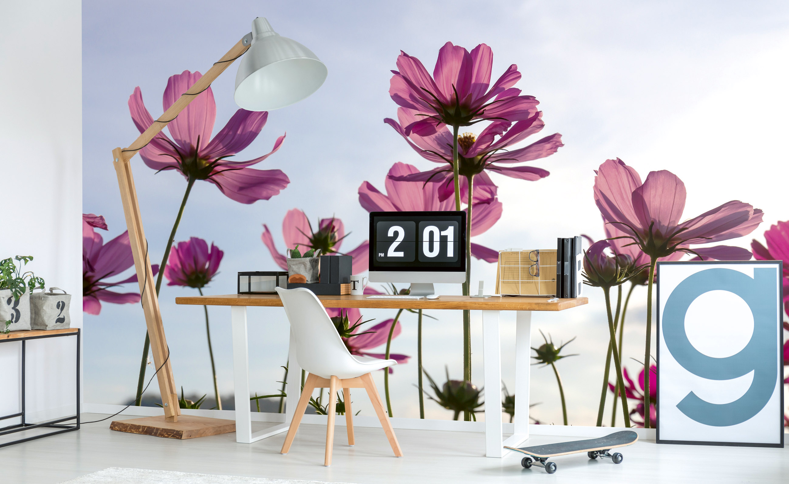 Foto tapet 3d cosmos flowers, dimex, 5 fâșii, 375 x 250cm 
