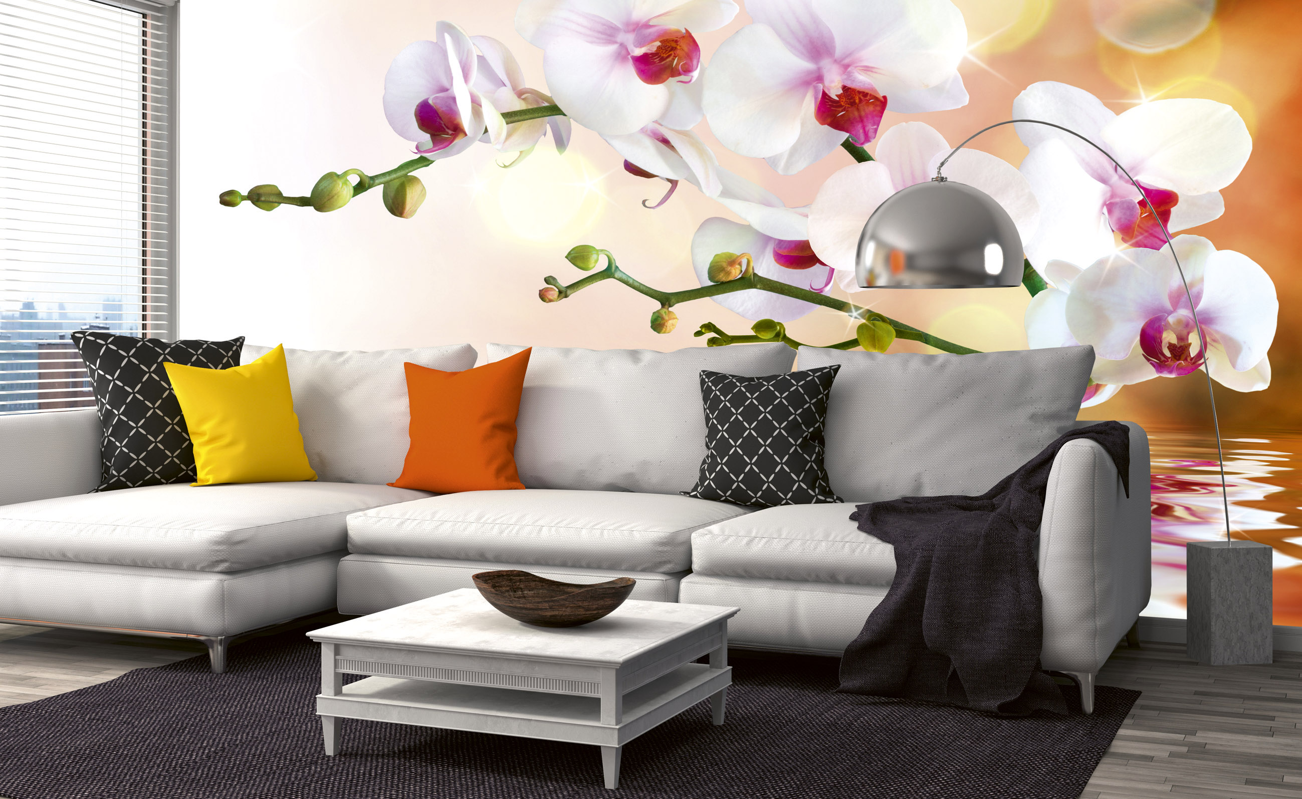 Foto tapet 3d white orchid, dimex, 5 fâșii, 375 x 250cm 
