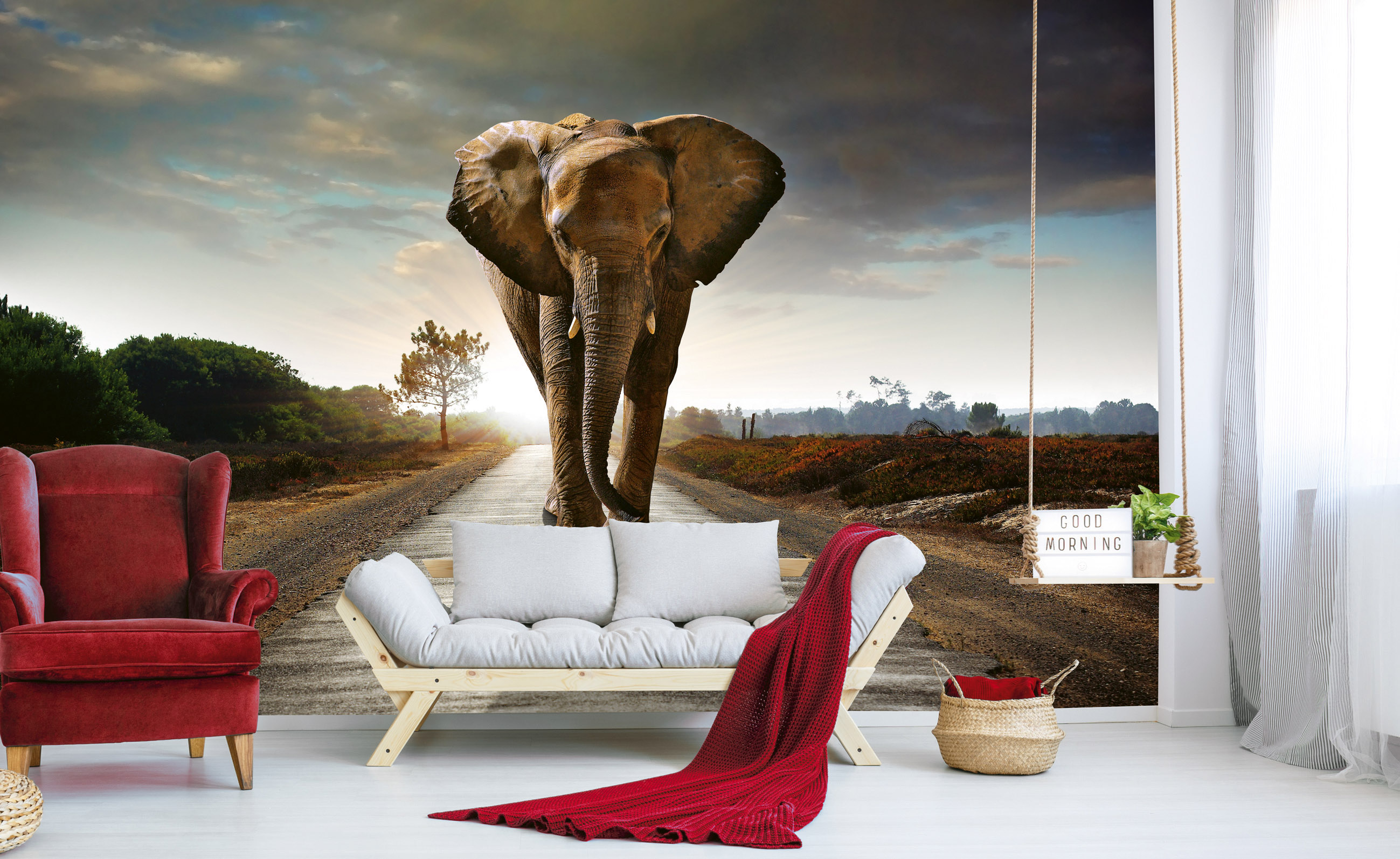 Foto tapet 3D Walking Elephant, Dimex, 5 fâșii, 375 x 250cm
