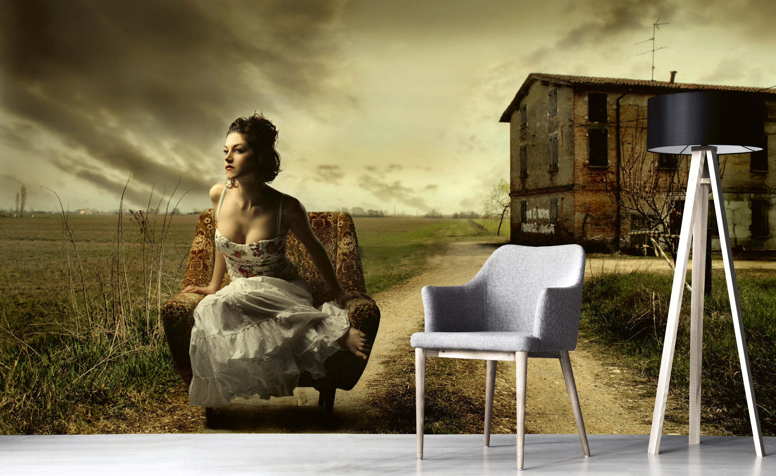 Foto tapet 3D Girl On Armchair, Dimex, 5 fâșii, 375 x 250cm