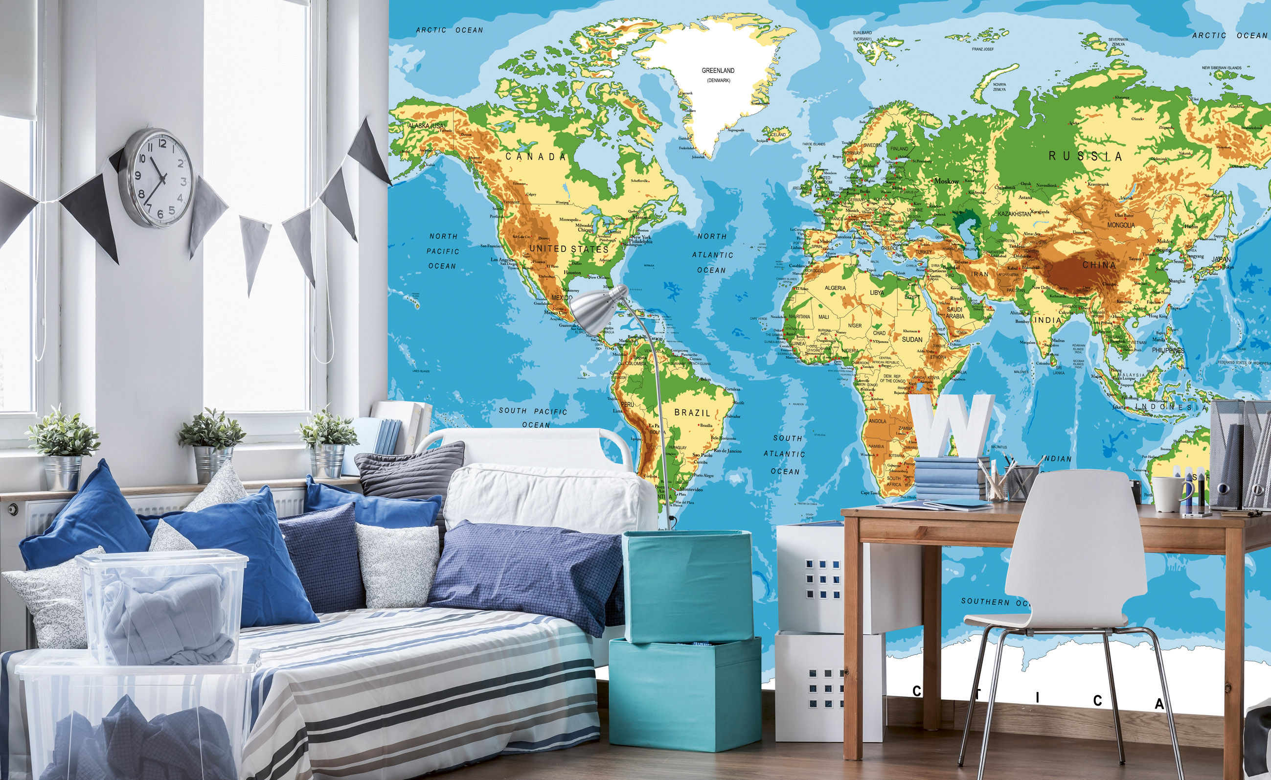 Foto tapet 3d world map, dimex, 5 fâșii, 375 x 250cm 