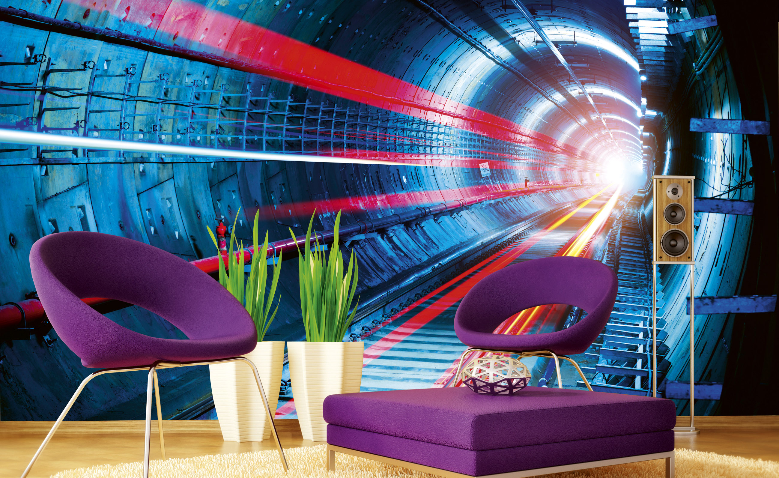 Foto tapet 3d tunnel, dimex, 5 fâșii, 375 x 250cm 