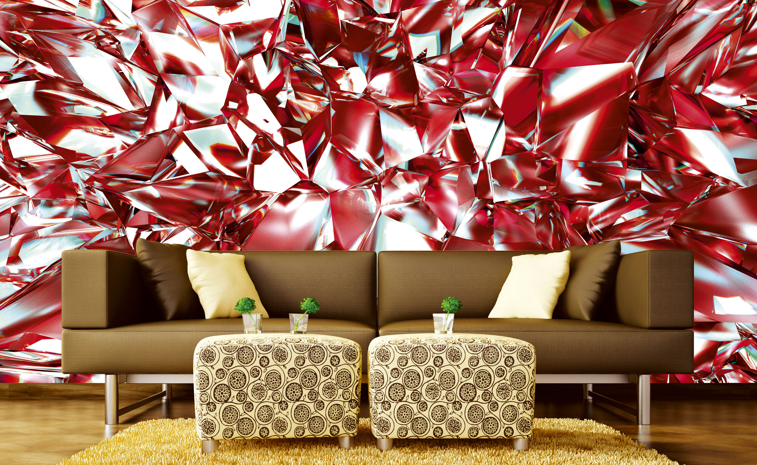 Foto tapet 3d red crystal, dimex, 5 fâșii, 375 x 250cm 