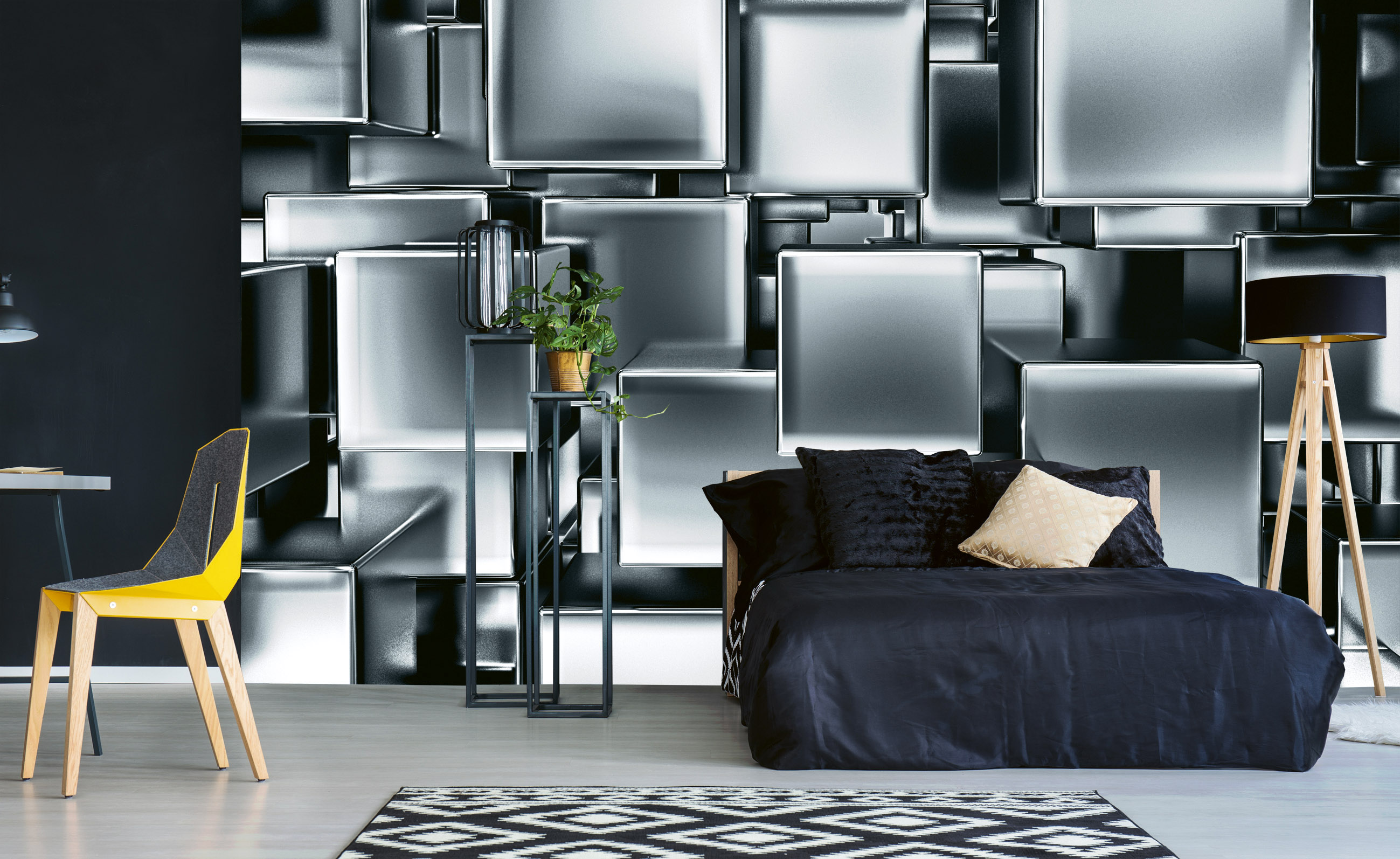 Foto tapet 3d metal cubes, dimex, 5 fâșii, 375 x 250cm 