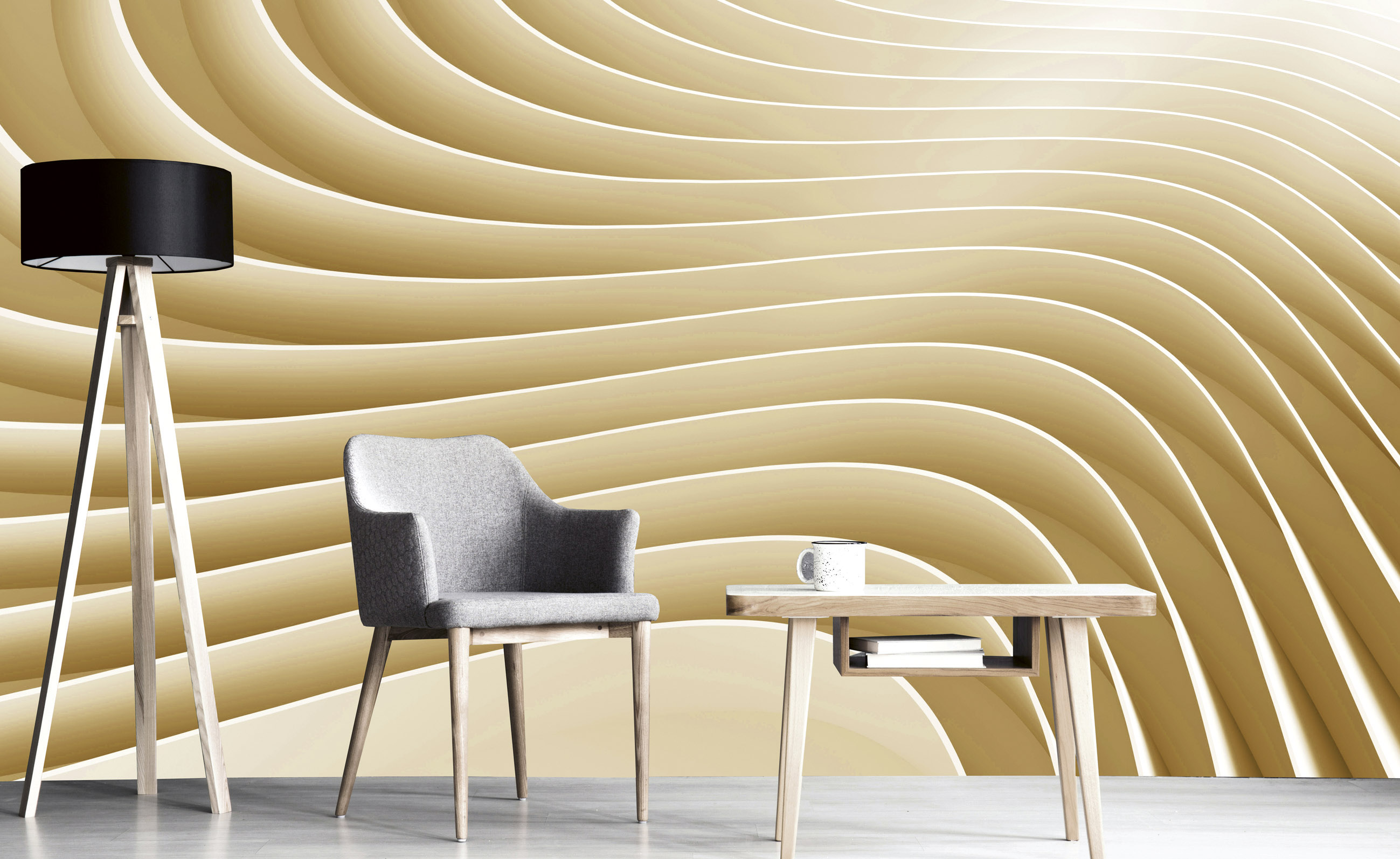 Foto tapet 3d beige ripple, dimex, 5 fâșii, 375 x 250cm 
