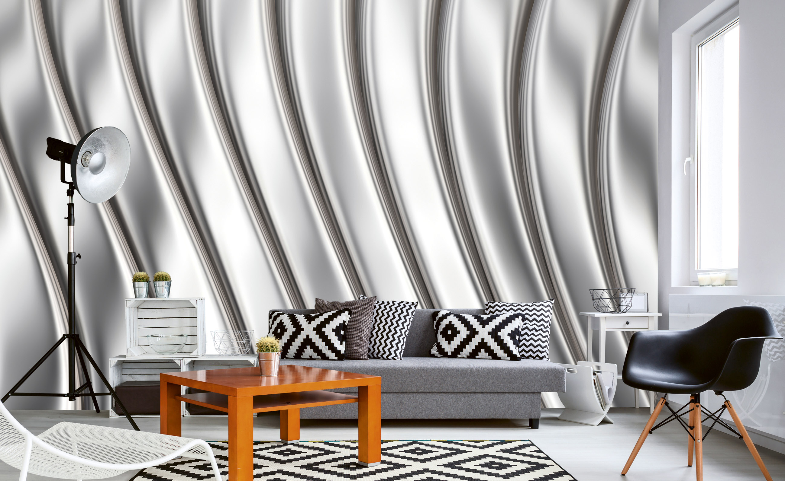 Foto tapet 3d metal strips, dimex, 5 fâșii, 375 x 250cm 