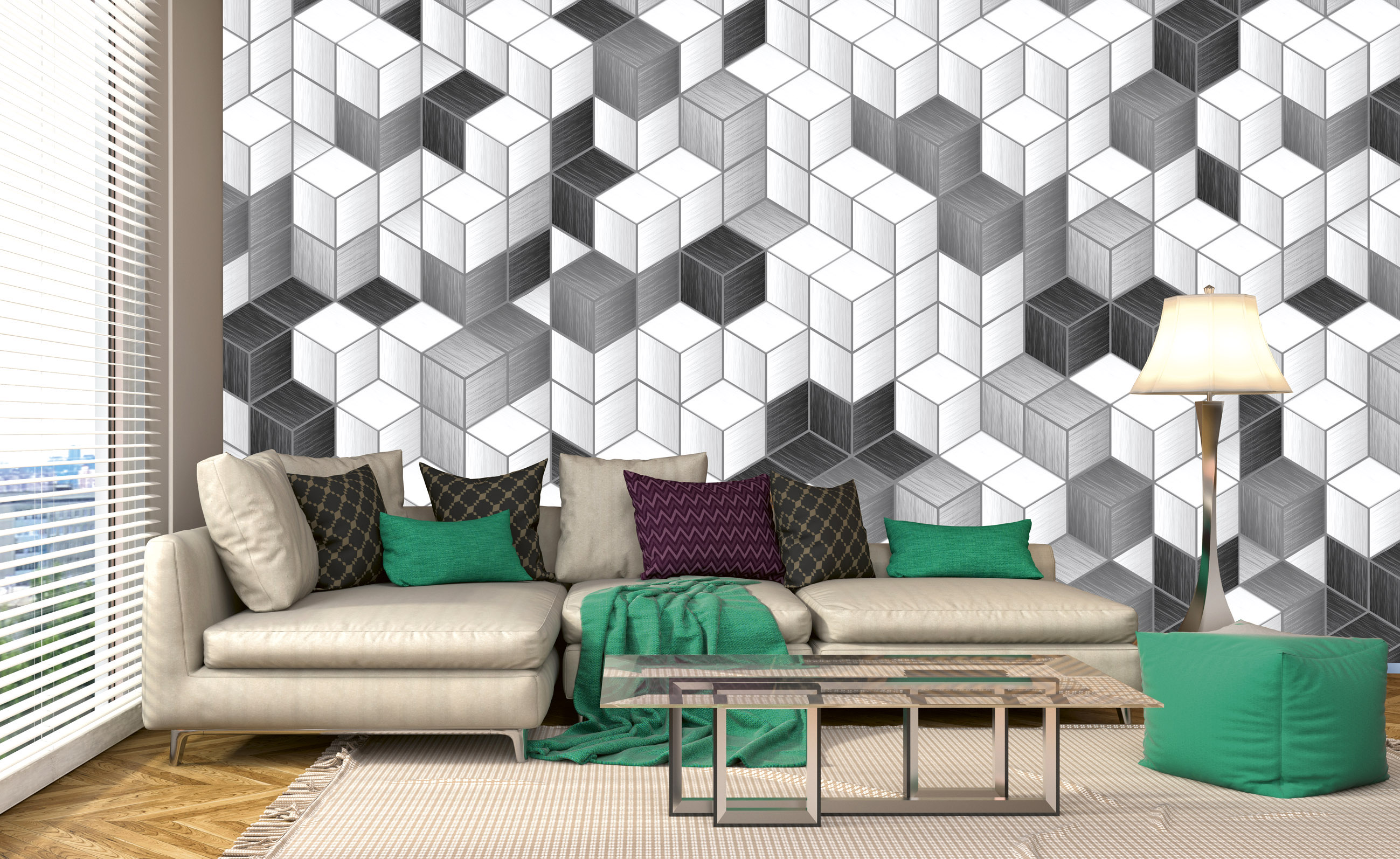 Foto tapet 3d cube blocks, dimex, 5 fâșii, 375 x 250cm 