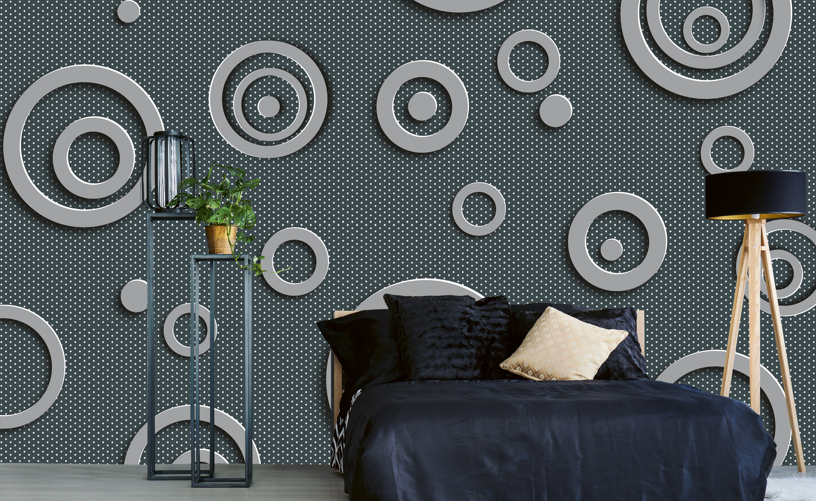 Foto tapet 3d metal circles, dimex, 5 fâșii, 375 x 250cm 