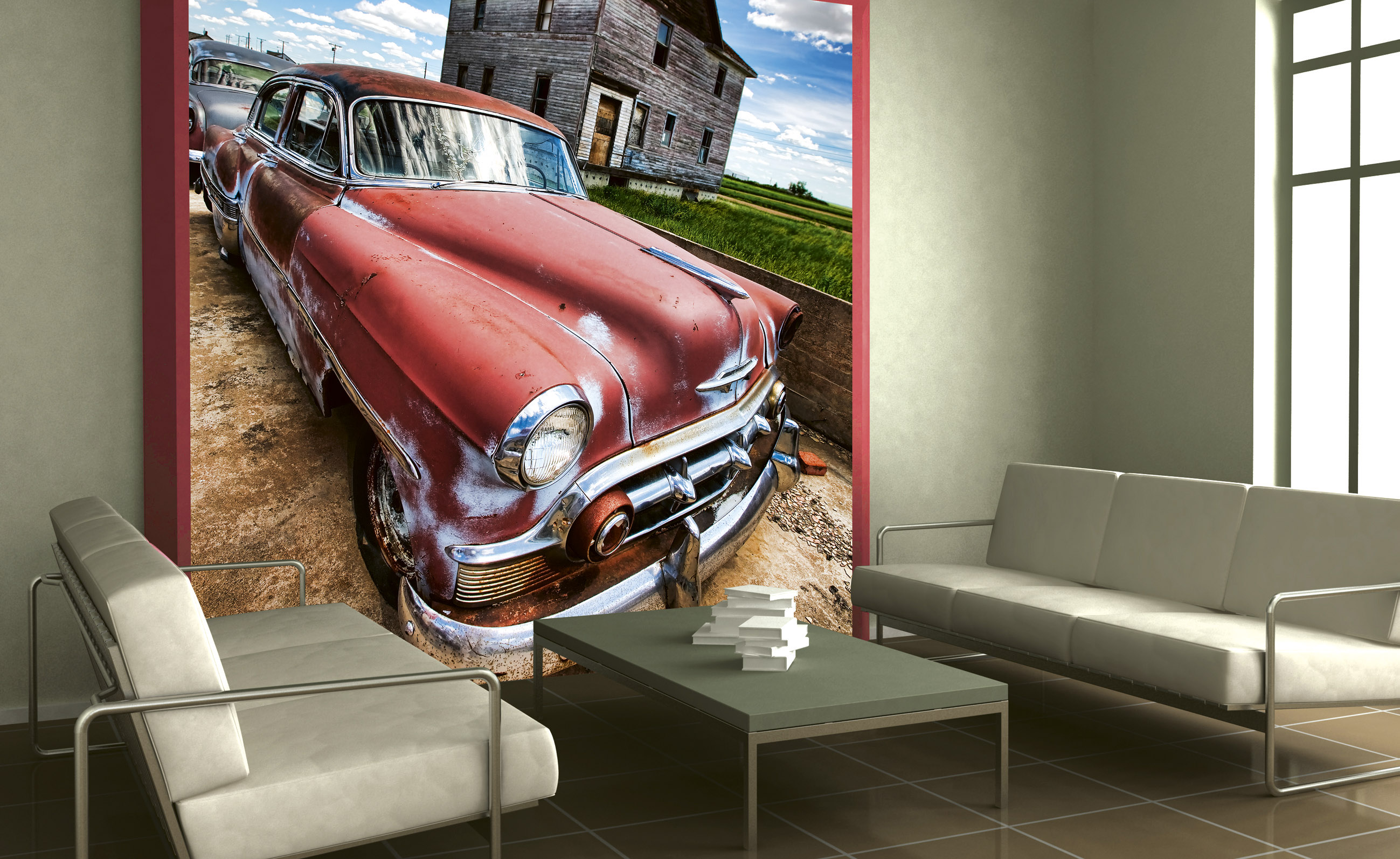 Foto tapet 3d veteran car, dimex, 5 fâșii, 375 x 250cm 