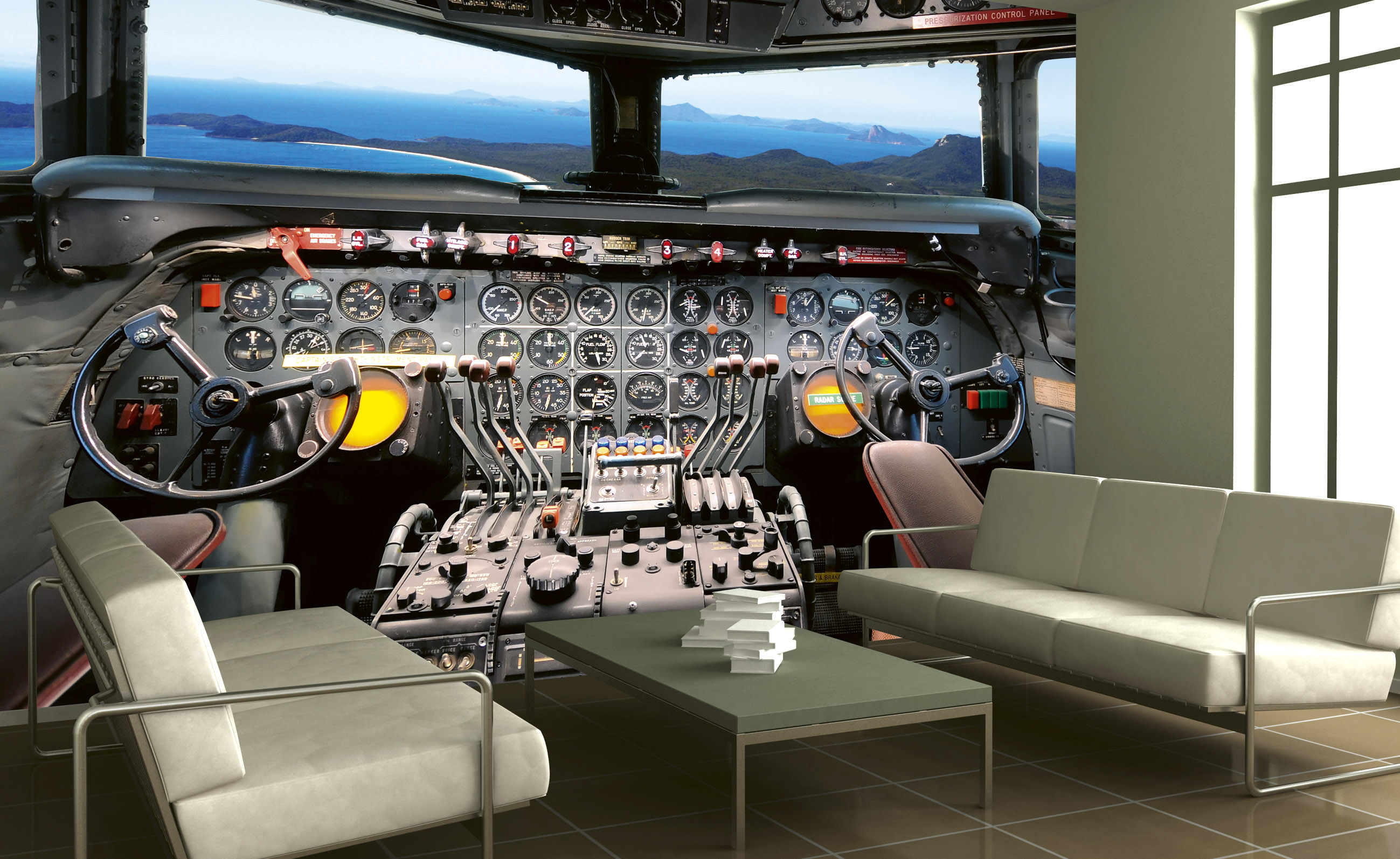 Foto tapet 3d cockpit view, dimex, 5 fâșii, 375 x 250cm 