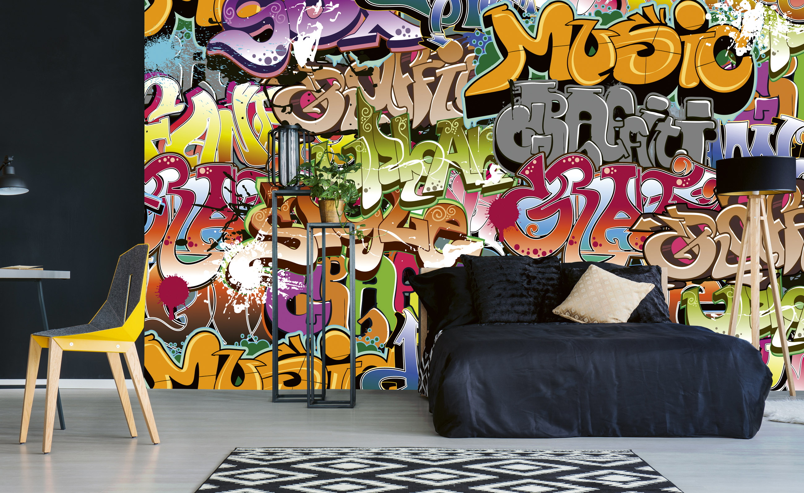 Foto tapet 3d graffiti art, dimex, 5 fâșii, 375 x 250cm 