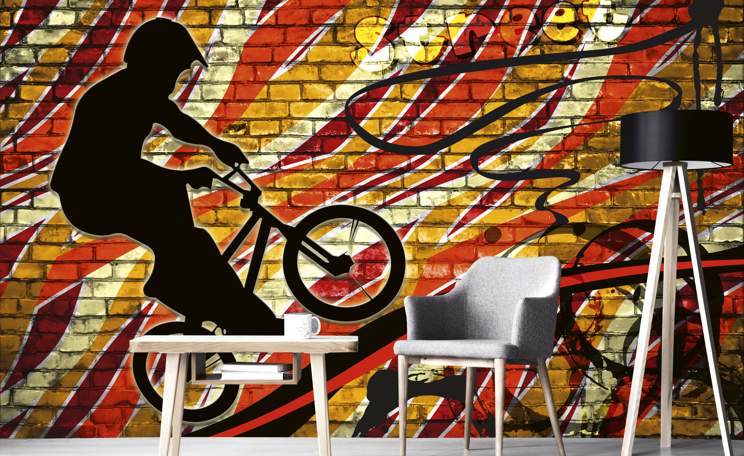 Foto tapet 3d bicycle red, dimex, 5 fâșii, 375 x 250cm 