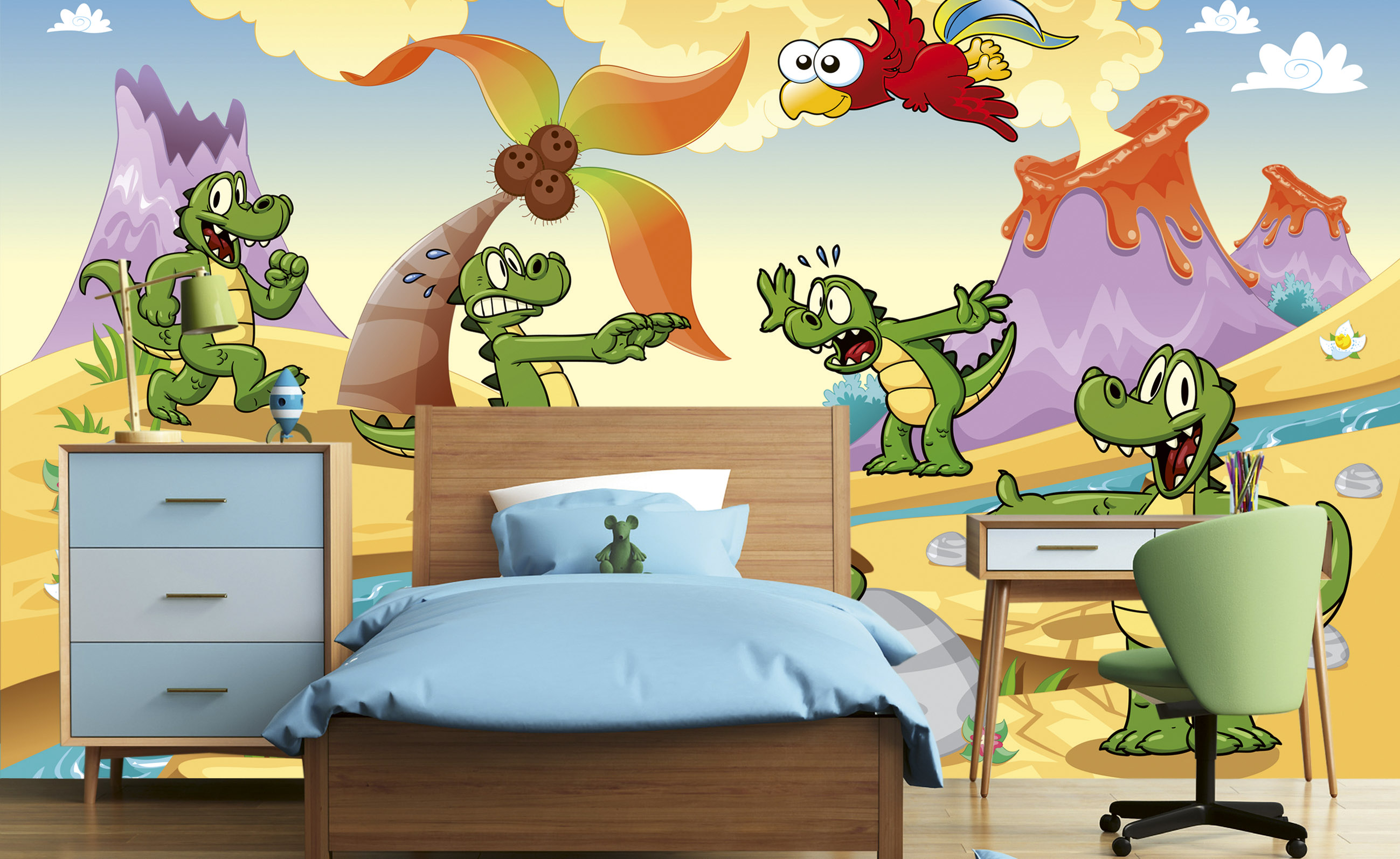 Foto tapet 3d crocodiles, dimex, 5 fâșii, 375 x 250cm 