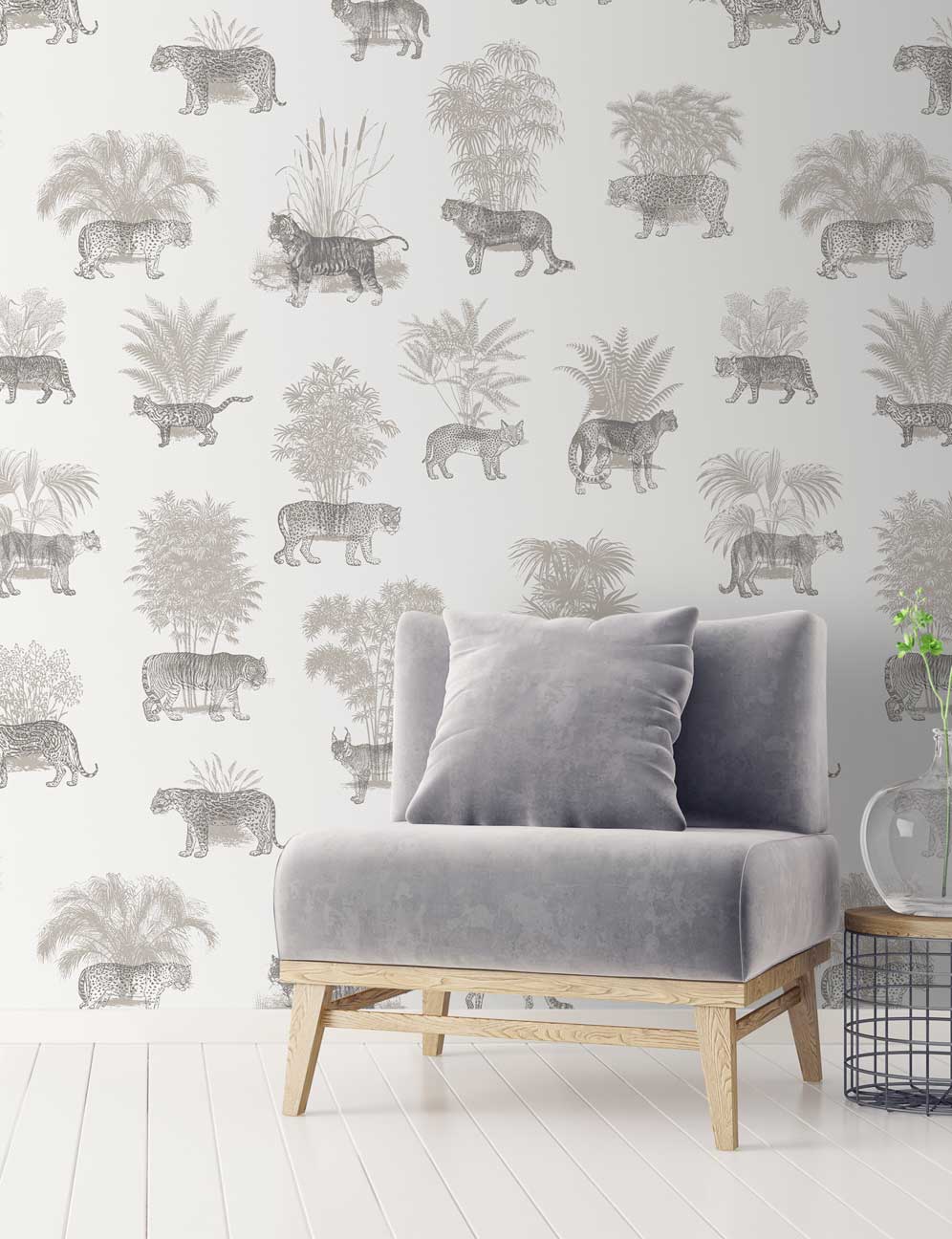Tapet designer Where They Belong Tropical, Grey – Feathr (Tropical