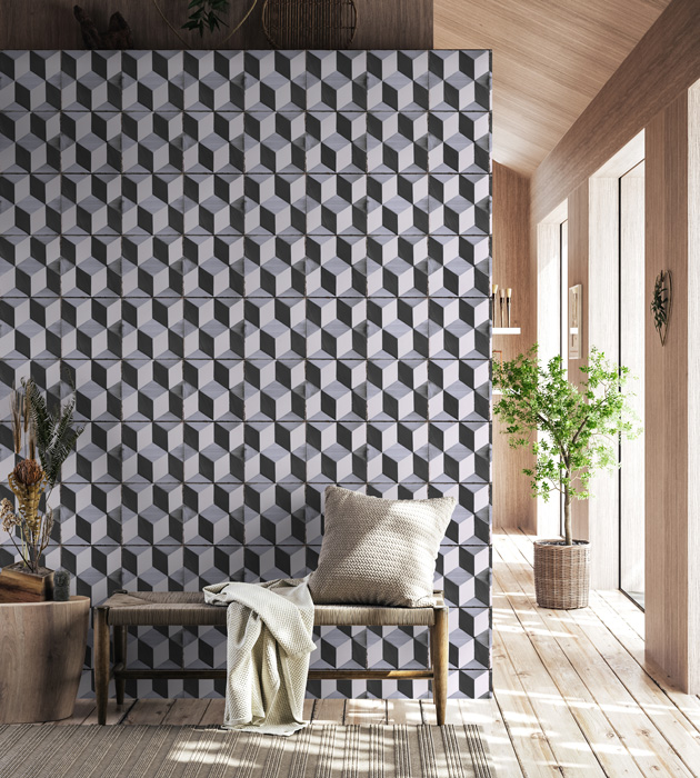 Tapet designer Lisbon (Portuguese Tile), Monochrome – Feathr (Portuguese