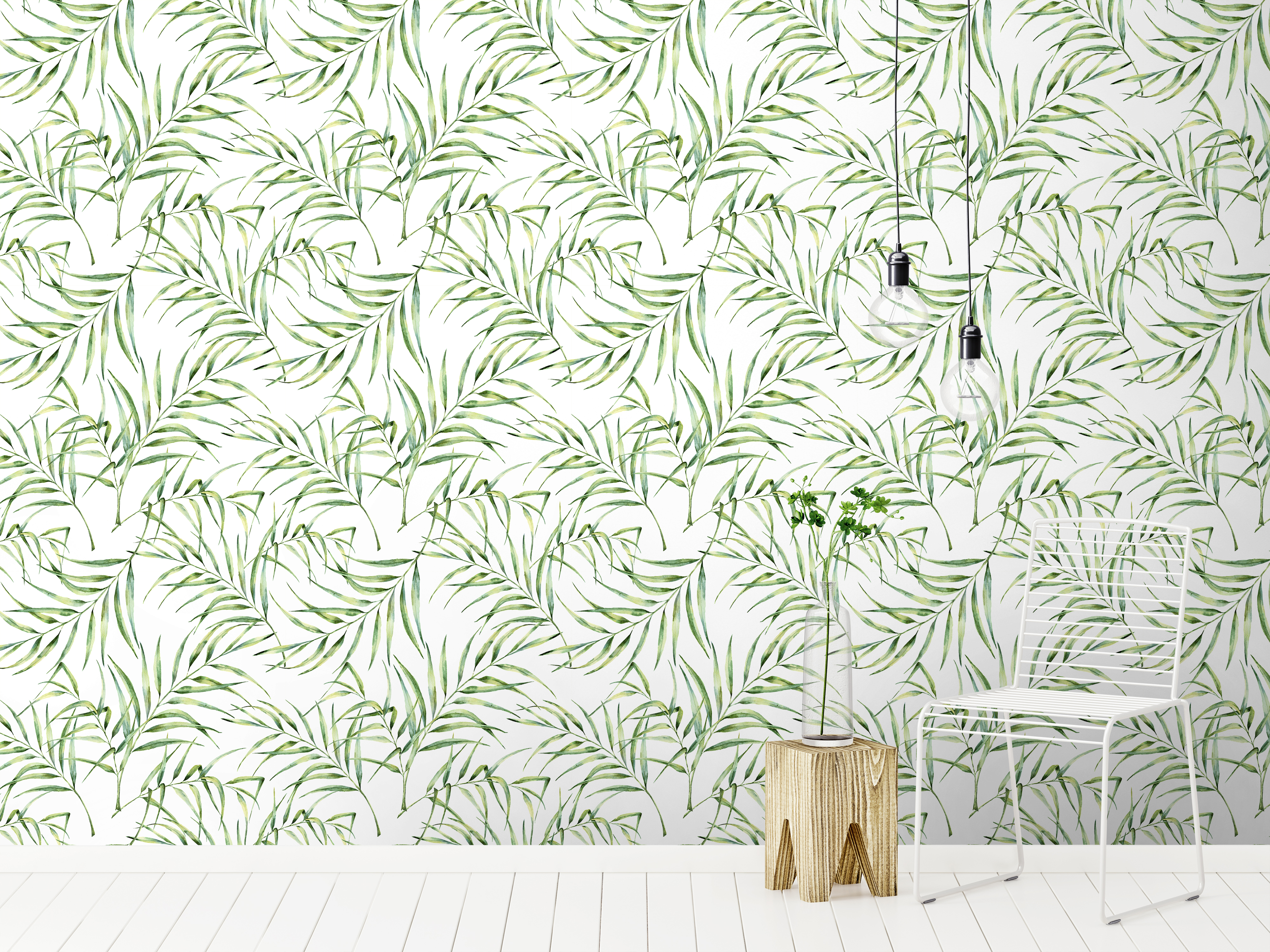 Tapet designer Palm Breeze (Watercolour Palm Leaf) – Feathr Feathr