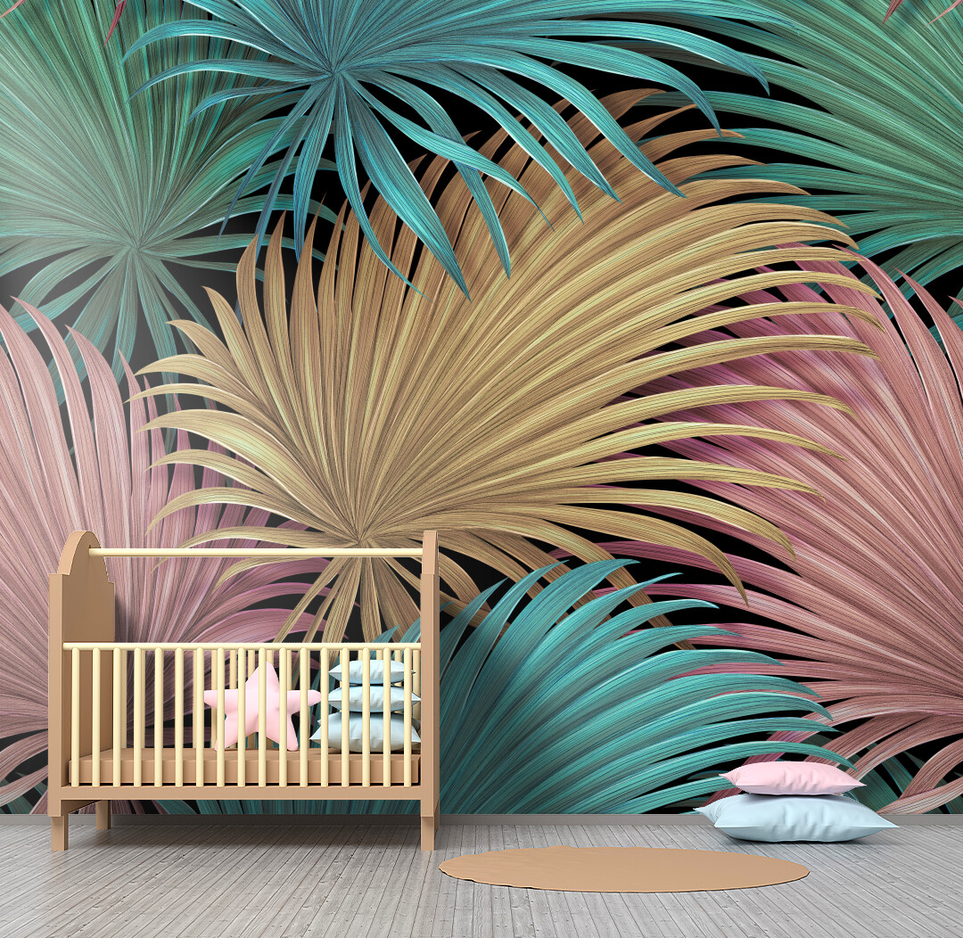 Fototapet colorful textured palms 3d, dintr-o bucată, grandcanvas 