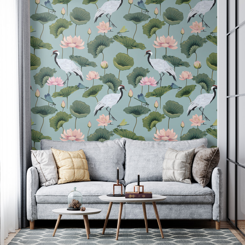 Fototapet herons and lotus, dintr-o bucată, grandcanvas 