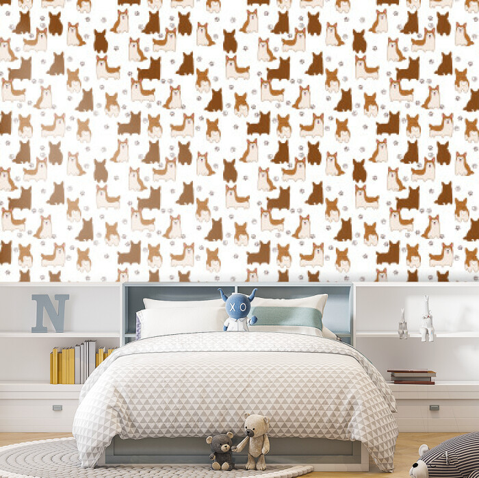 Fototapet kawaii corgi, dintr-o bucată, grandcanvas 
