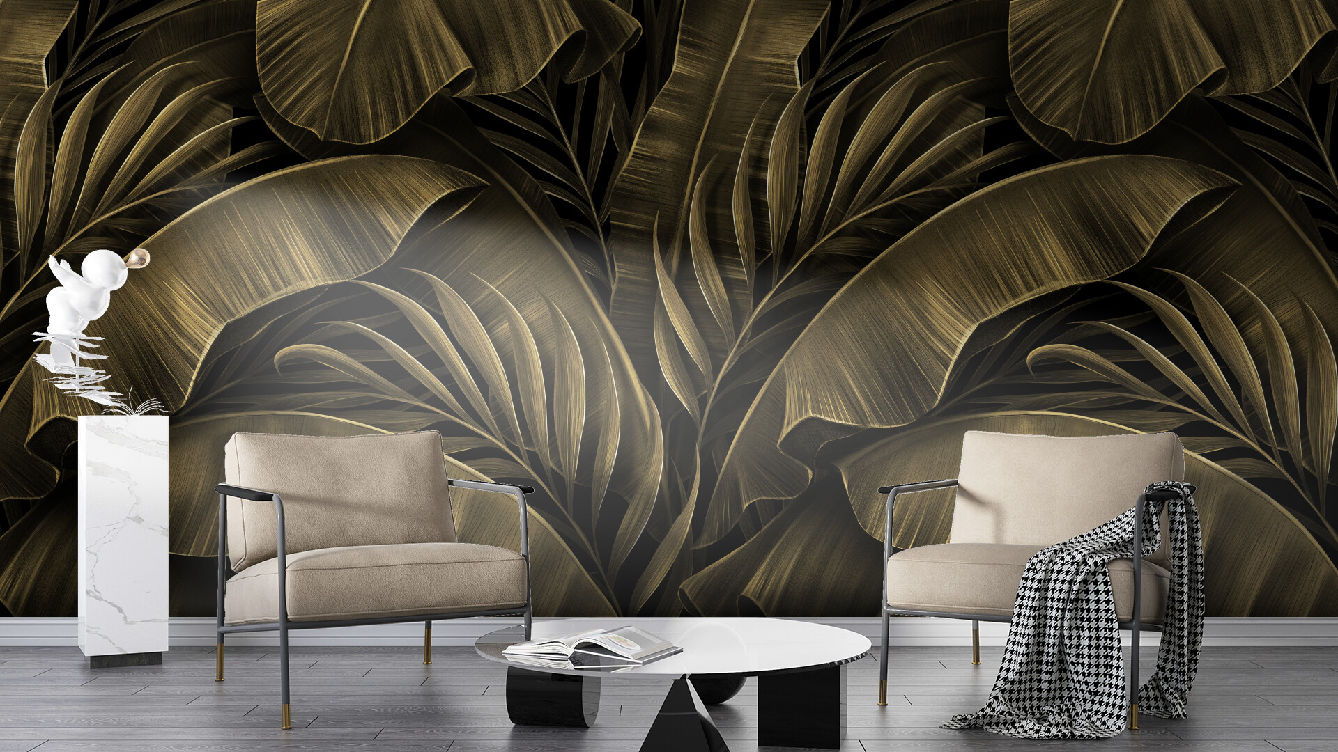 Fototapet grunge tropical leaves 3d, dintr-o bucată, grandcanvas 