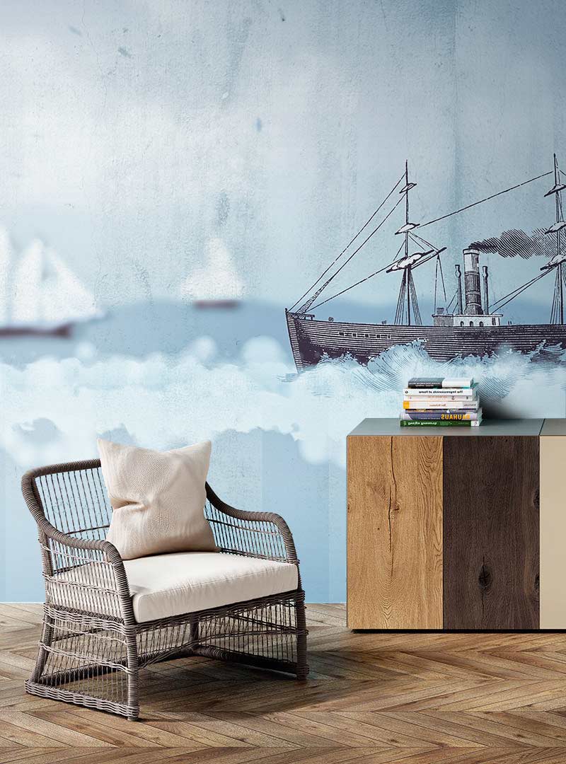 Fototapet contemporan Blurry Sea, personalizat, idea murale
