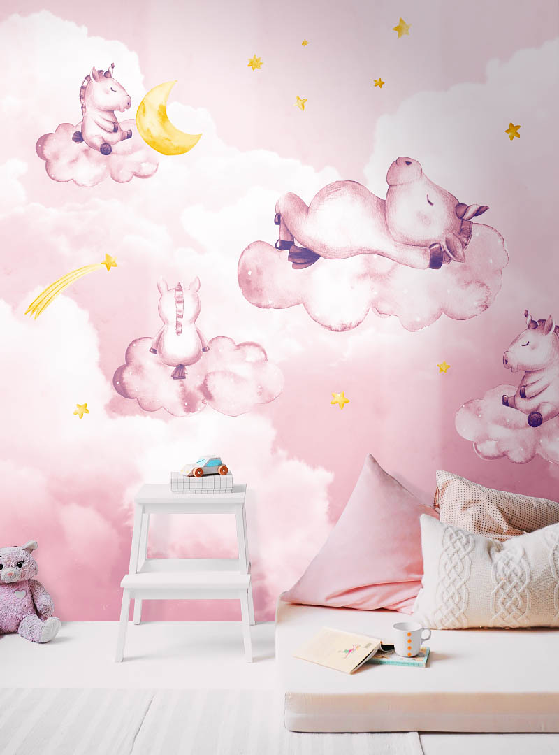 Fototapet contemporan Dreaming Unicorns, personalizat, idea murale idea murale