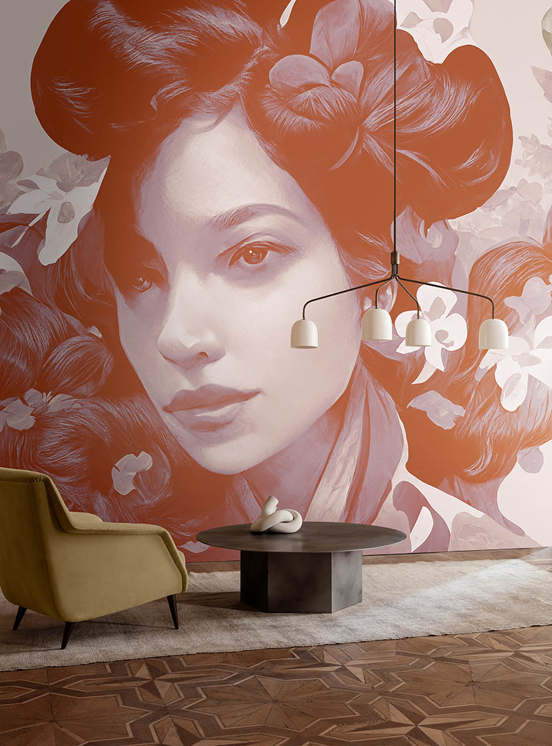 Tapet contemporan geisha iii, idea murale 