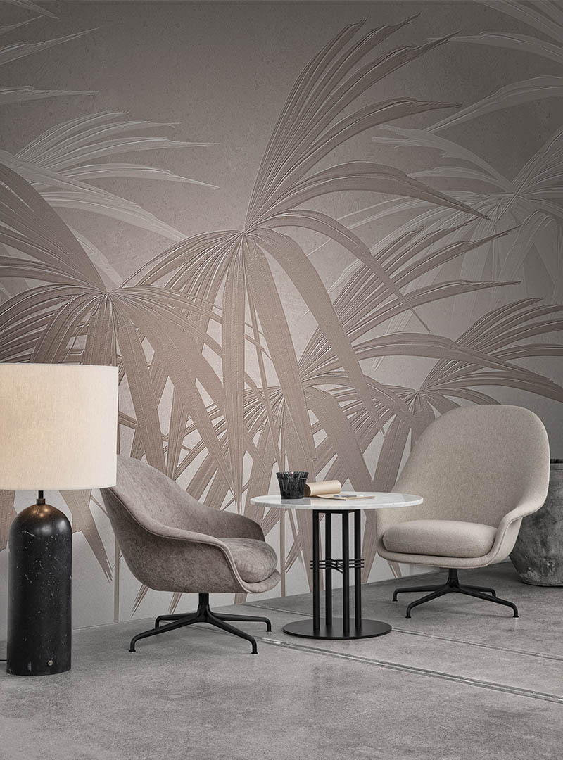 Tapet contemporan foglie tenere, idea murale 
