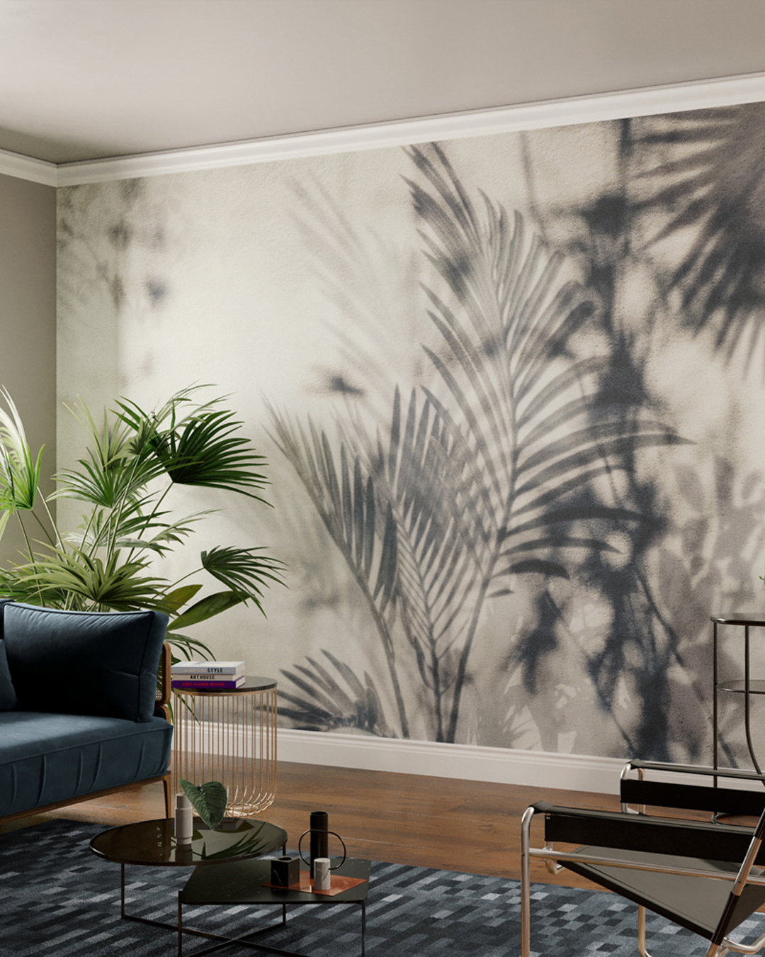 Tapet light and shadows / diamante, variant 2, inkiostro bianco 