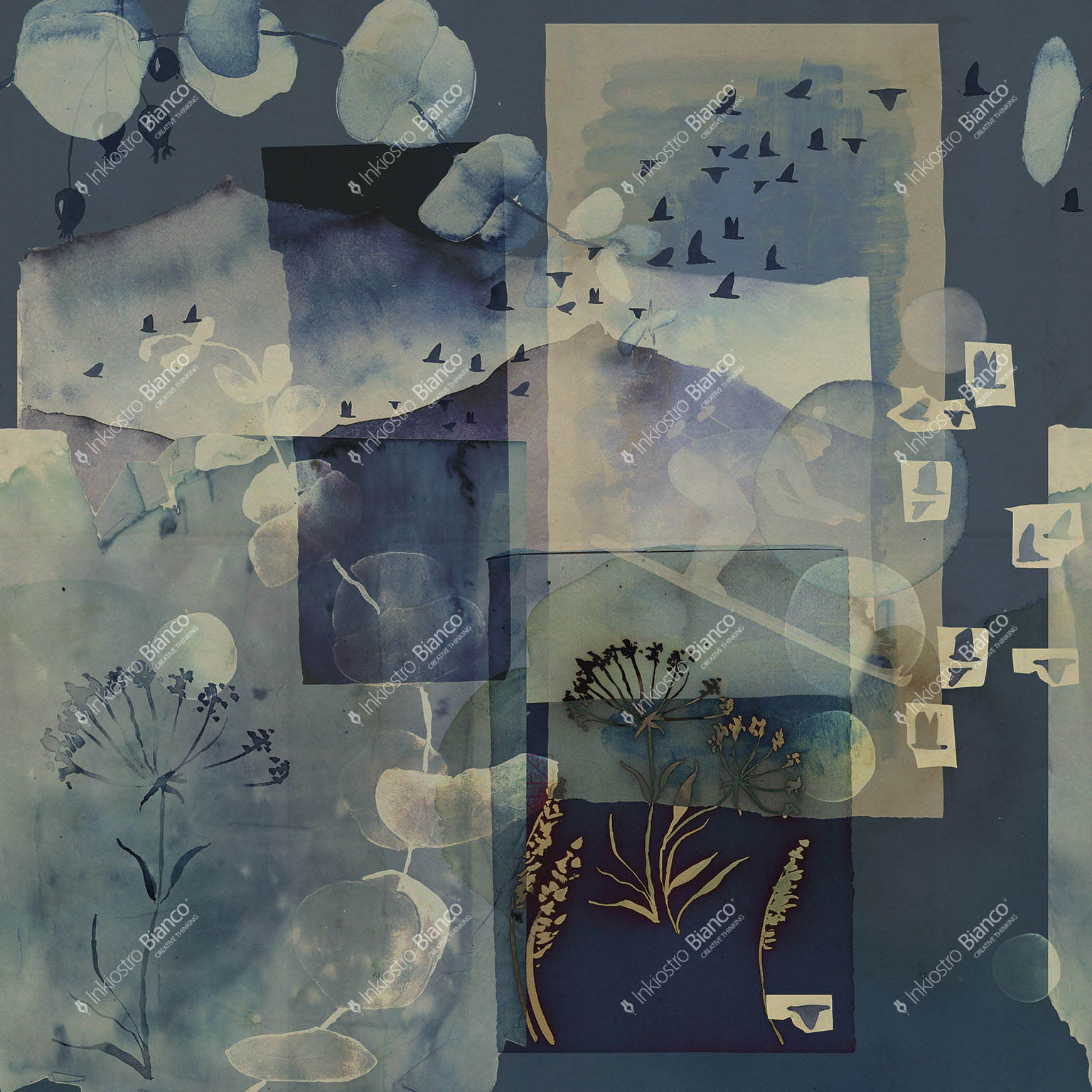 Tapet sketchbook / inverno, variant 2, inkiostro bianco 