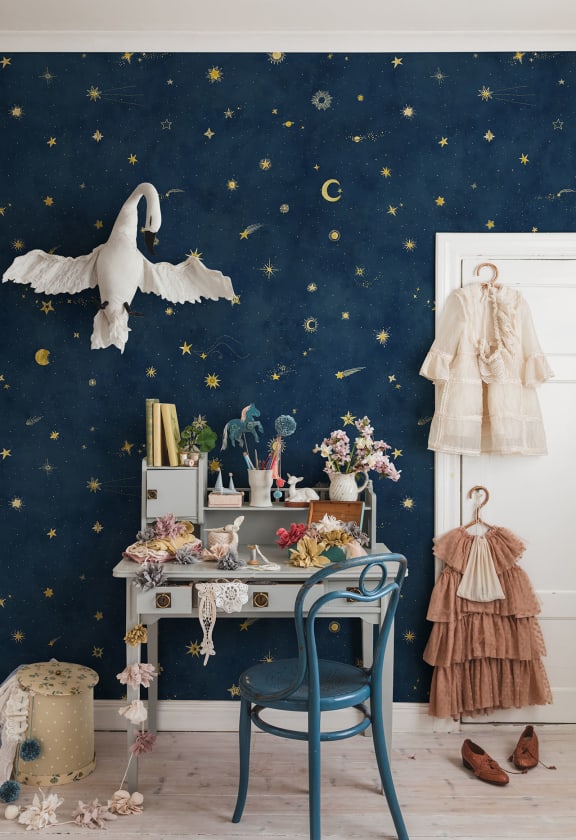 Tapet lavabil Starry Sky Petrol, personalizat, Sandberg