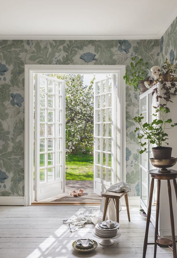 Tapet lavabil poppy garden green, personalizat, sandberg 