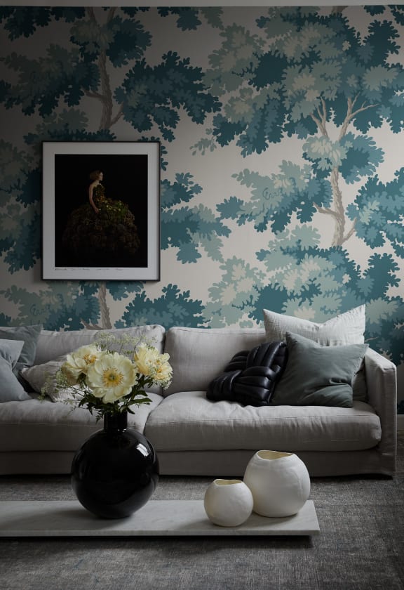 Tapet lavabil raphaël forest teal, personalizat, sandberg 