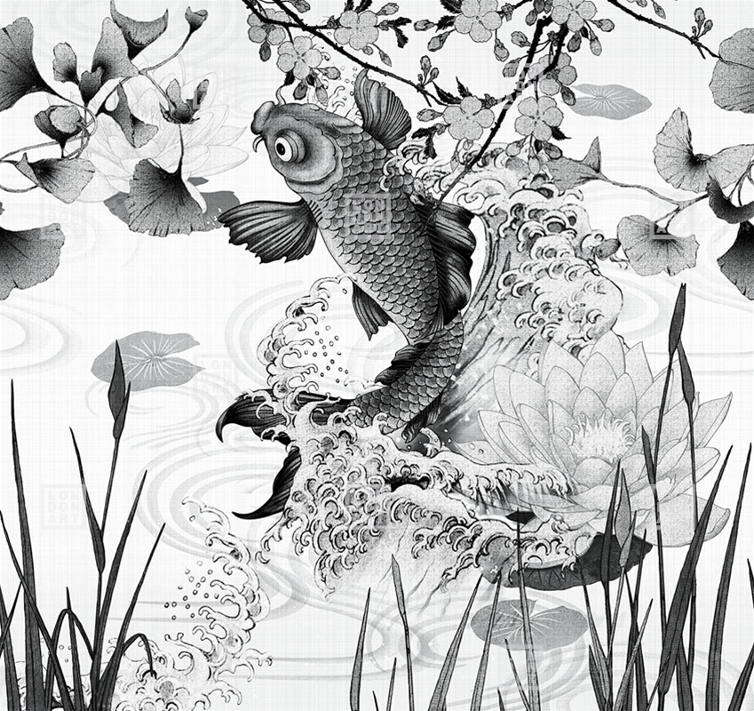 Tapet exclusive wallpaper / koi re-edition (gri), londonart 