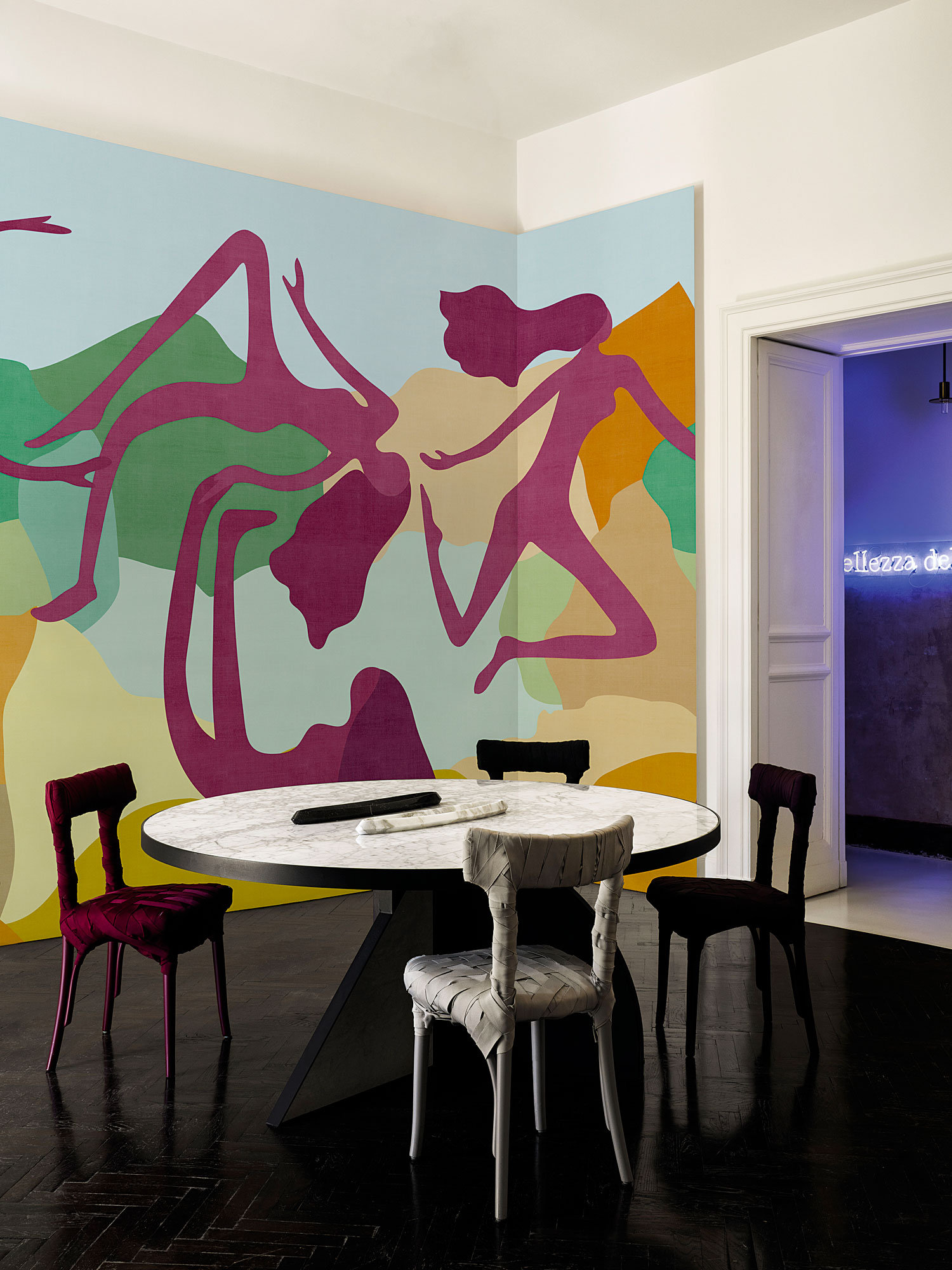 Tapet exclusive wallpaper / les bacchantes (magenta), londonart 