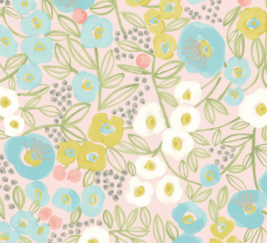 Tapet flora, blush & lime, ohpopsi 