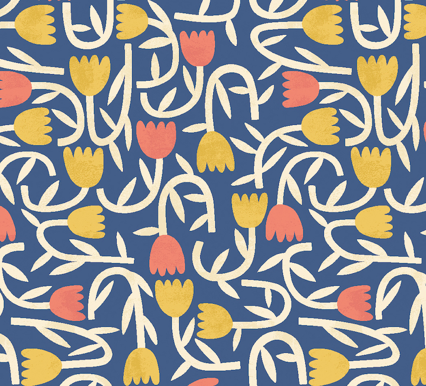 Tapet tiny tulip, indigo mix, ohpopsi 