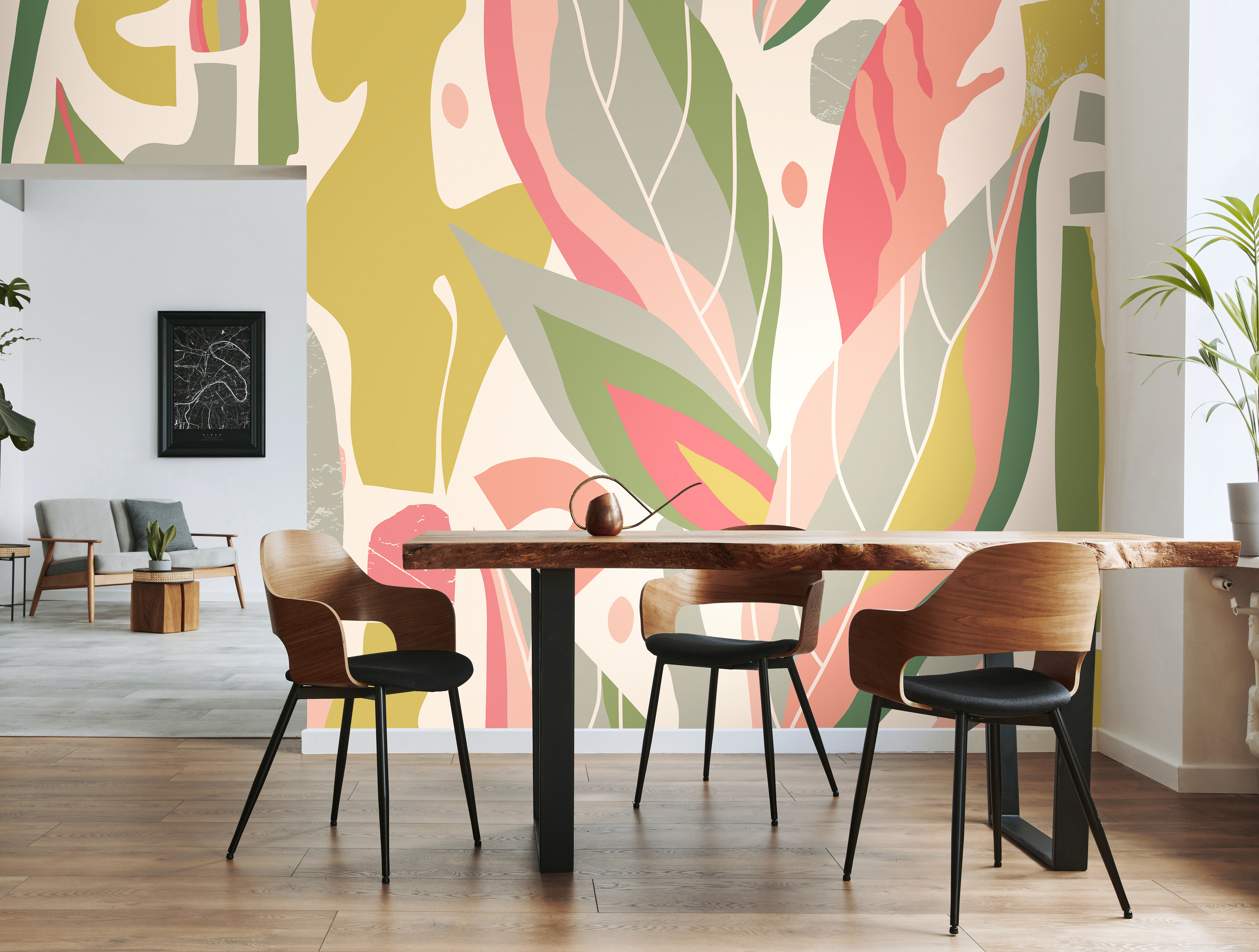 Fototapet Abstract Leaf Shapes L, Pink, Origin Murals, 350x280cm